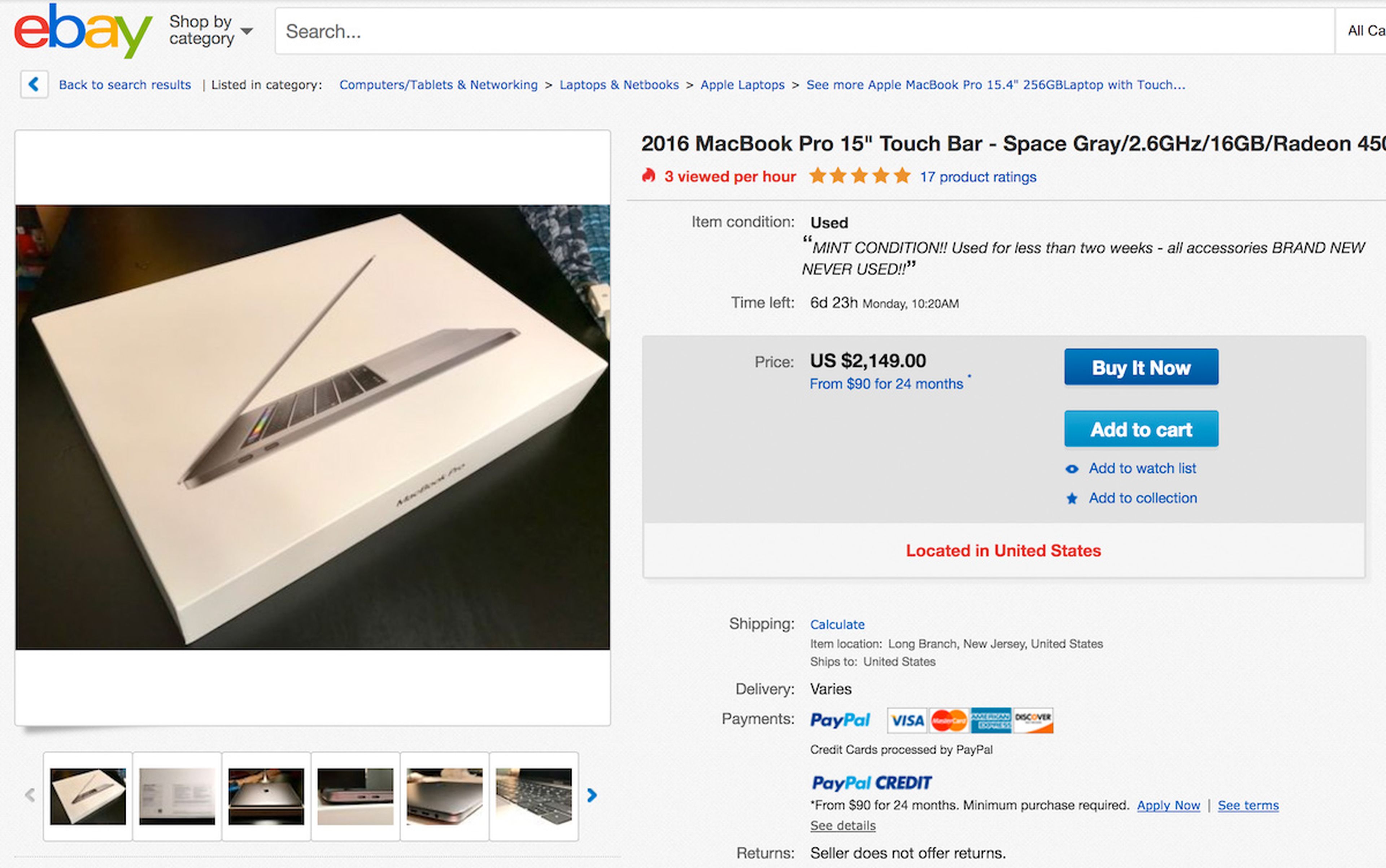 Anuncio eBay Macbook Pro
