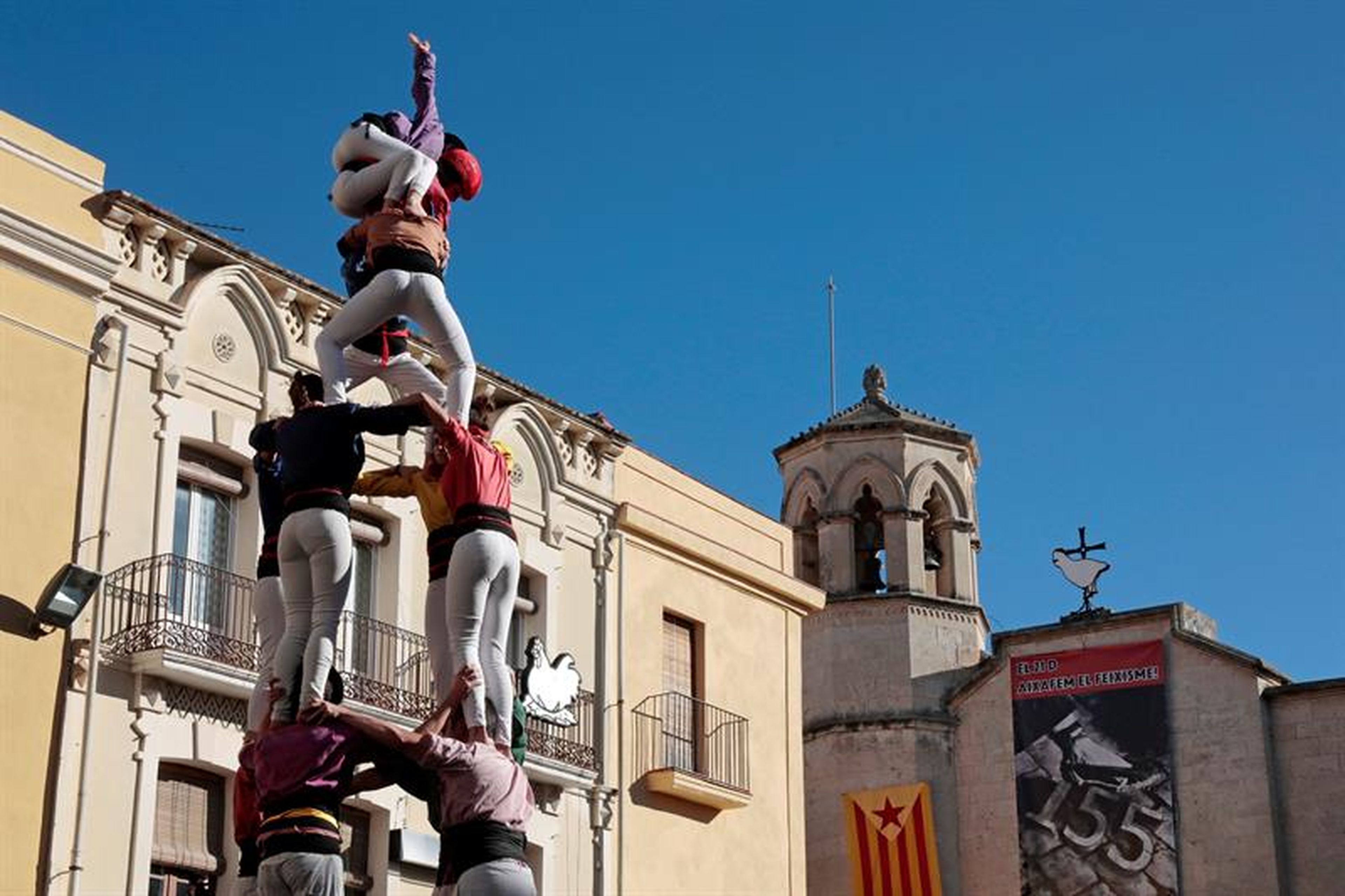 Castellers reivindicativos en Vilafranca del Penedés