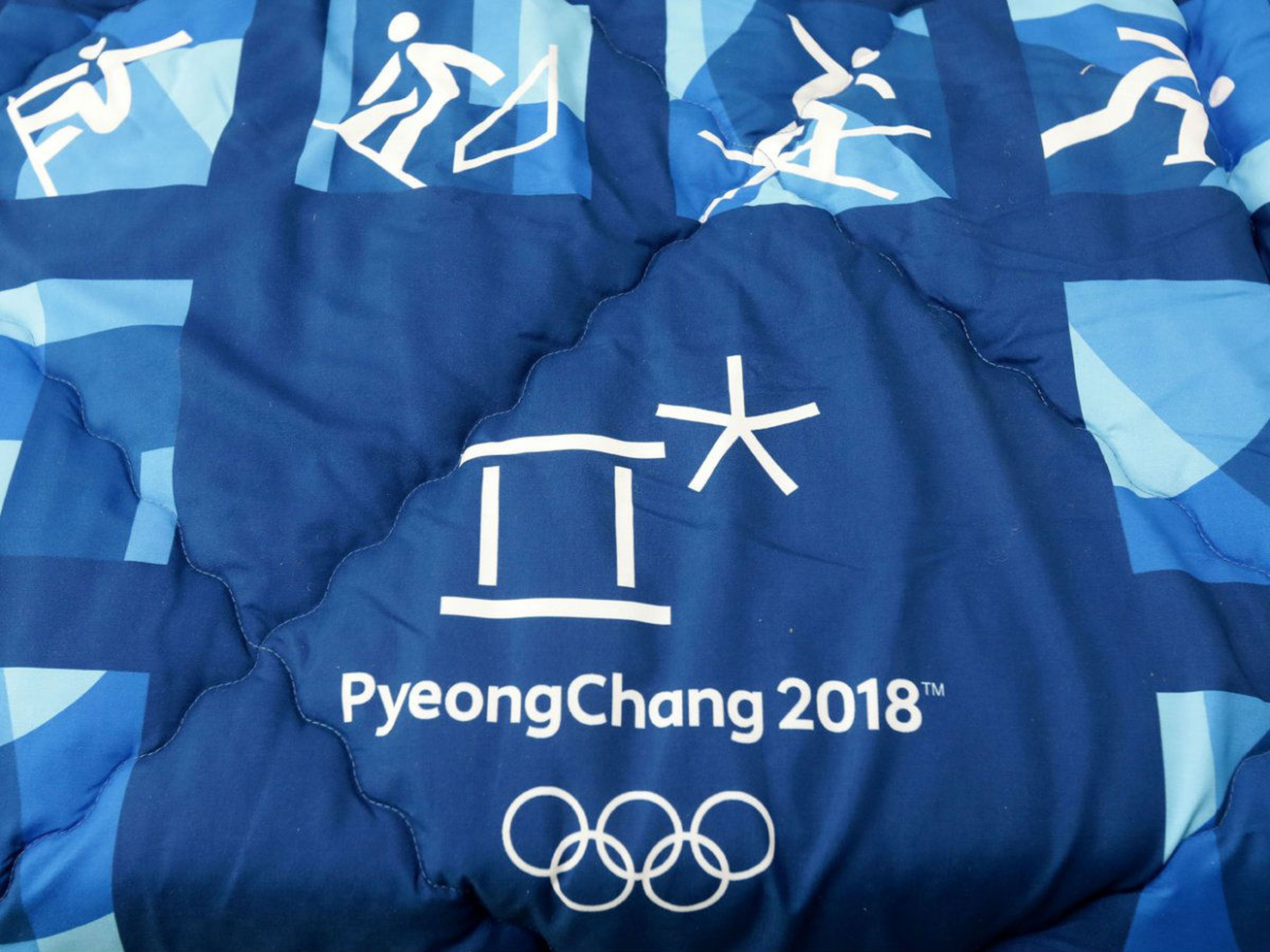 Edredón de las habitaciones de la Villa Olímpica para los Juegos Olímpicos de Invierno de 2018 en Corea del Sur