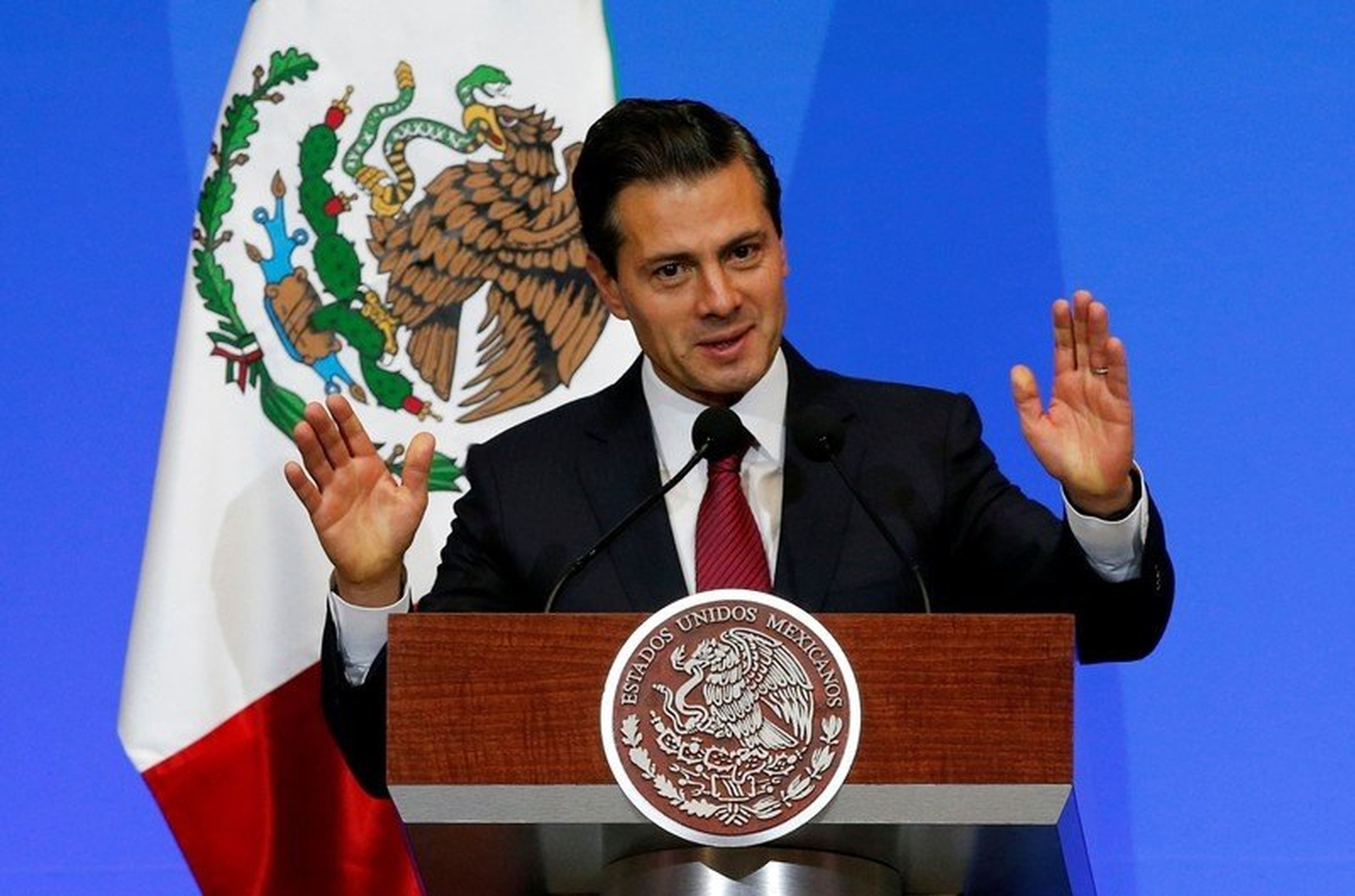 El presidente mexicano, Enrique Peña Nieto, en la inauguración de la Cumbre Mundial de Líderes contra el Cáncer en Ciudad de México, el 14 de noviembre de 2017.