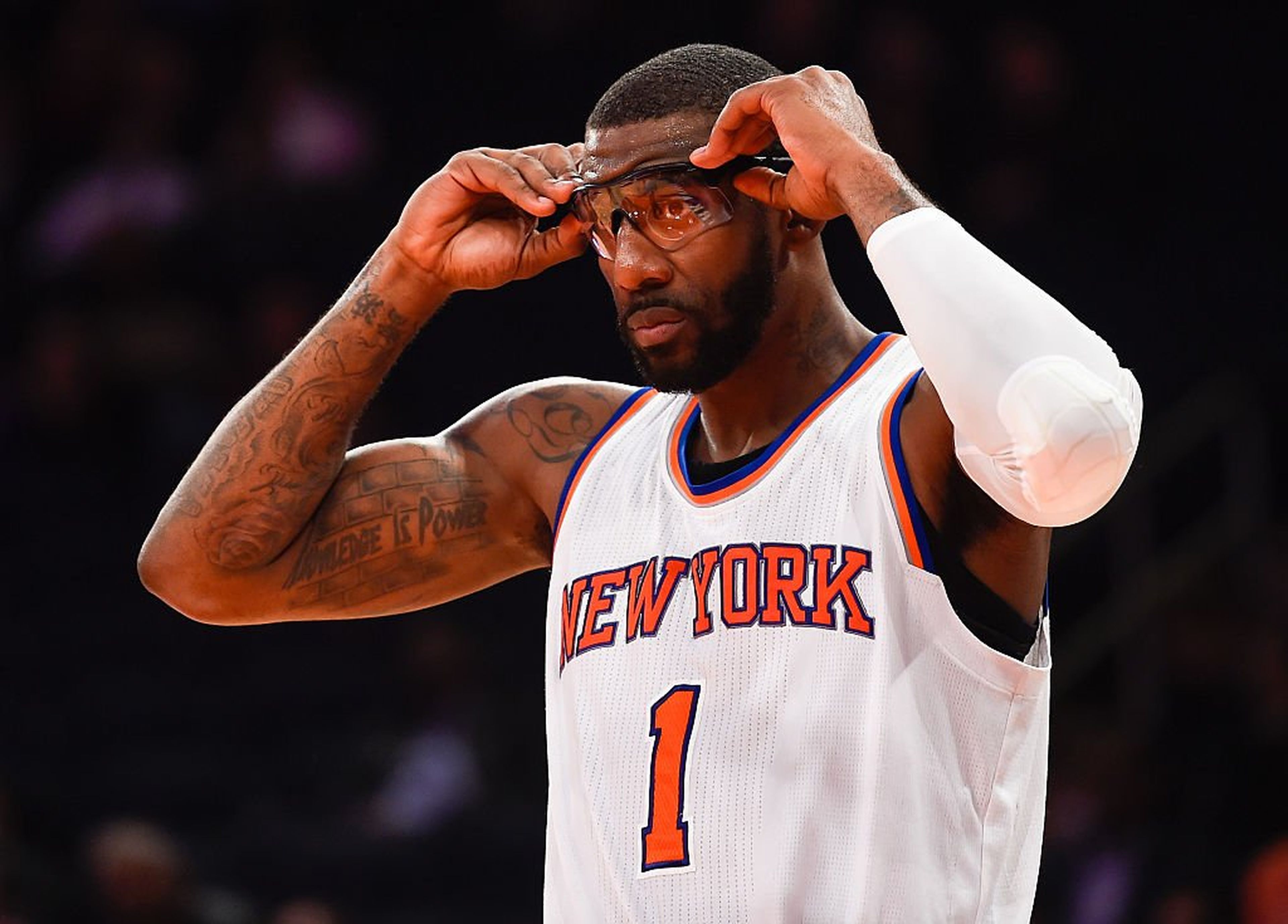 El jugador de baloncesto de la NBA Amar'e Stoudemire en un partido de los New York Knicks.