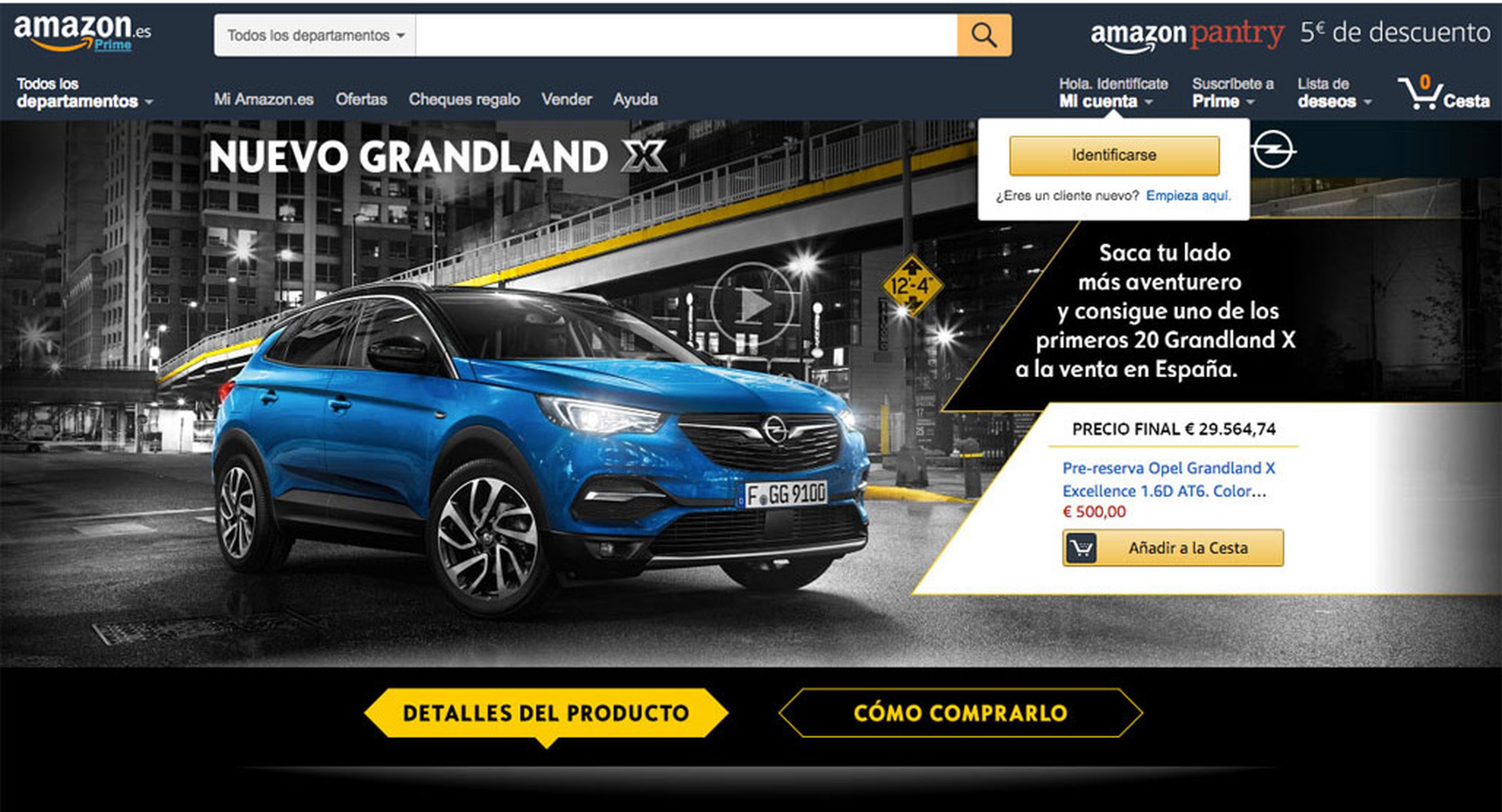 Opel y Amazon se aliaron para una campaña de marketing, pero la venta de coches está vetada en Amazon España.