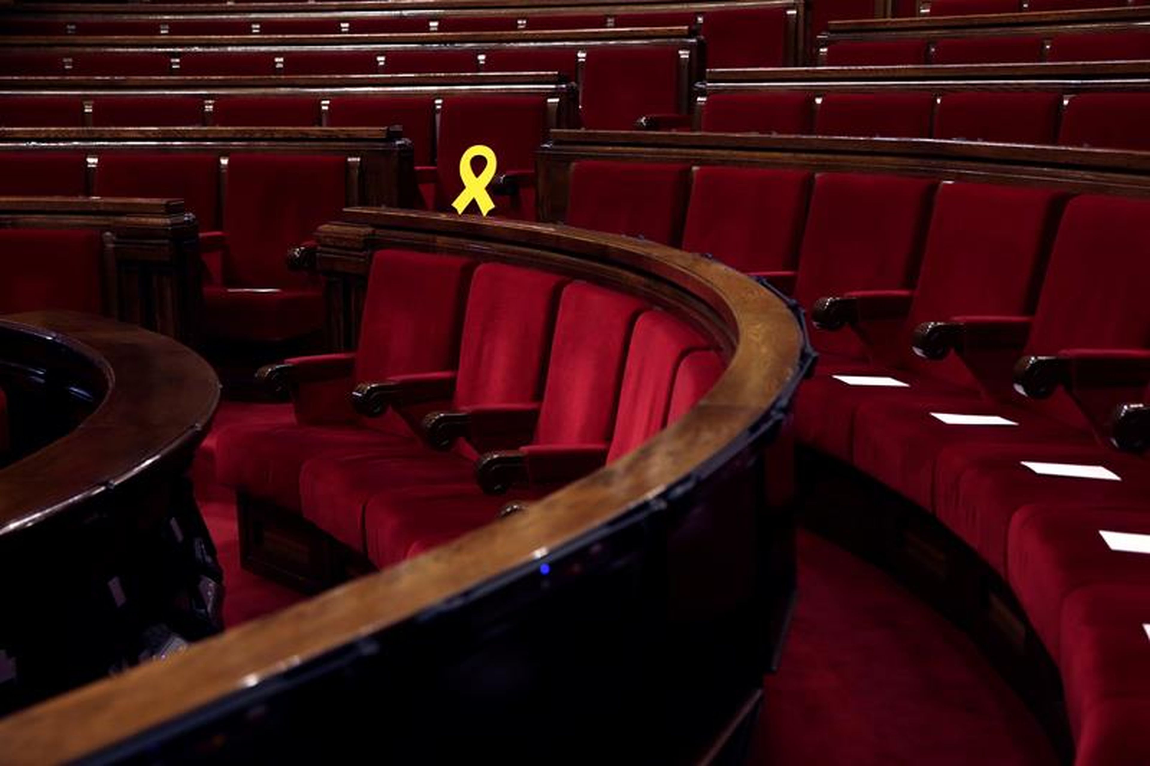 Escaño vacío de Oriol Junqueras, antes de la constitución del parlamento de Cataluña