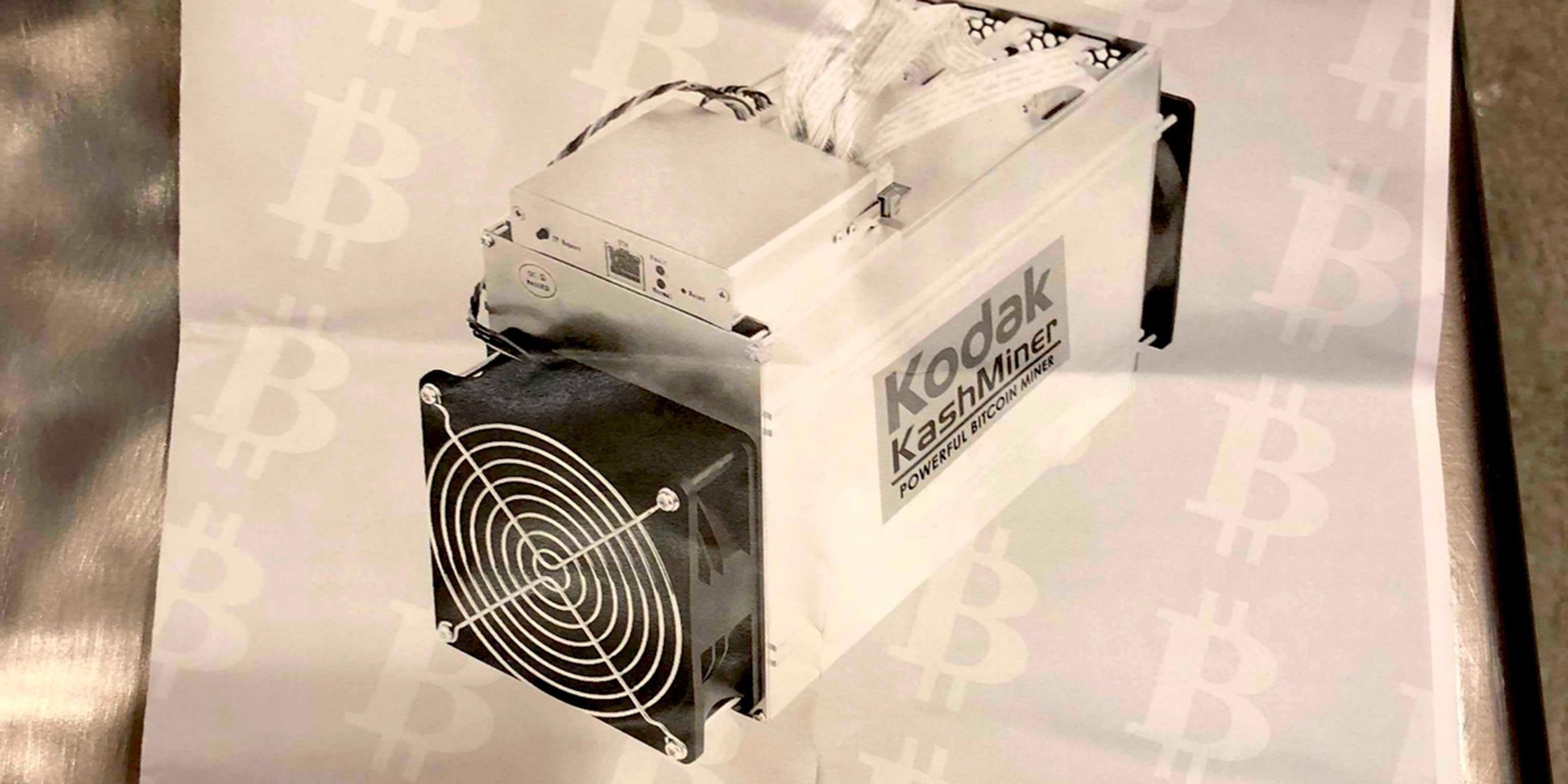 Un folleto promocional de la nueva máquina de minado de bitcoins Kashminer de Kodak.