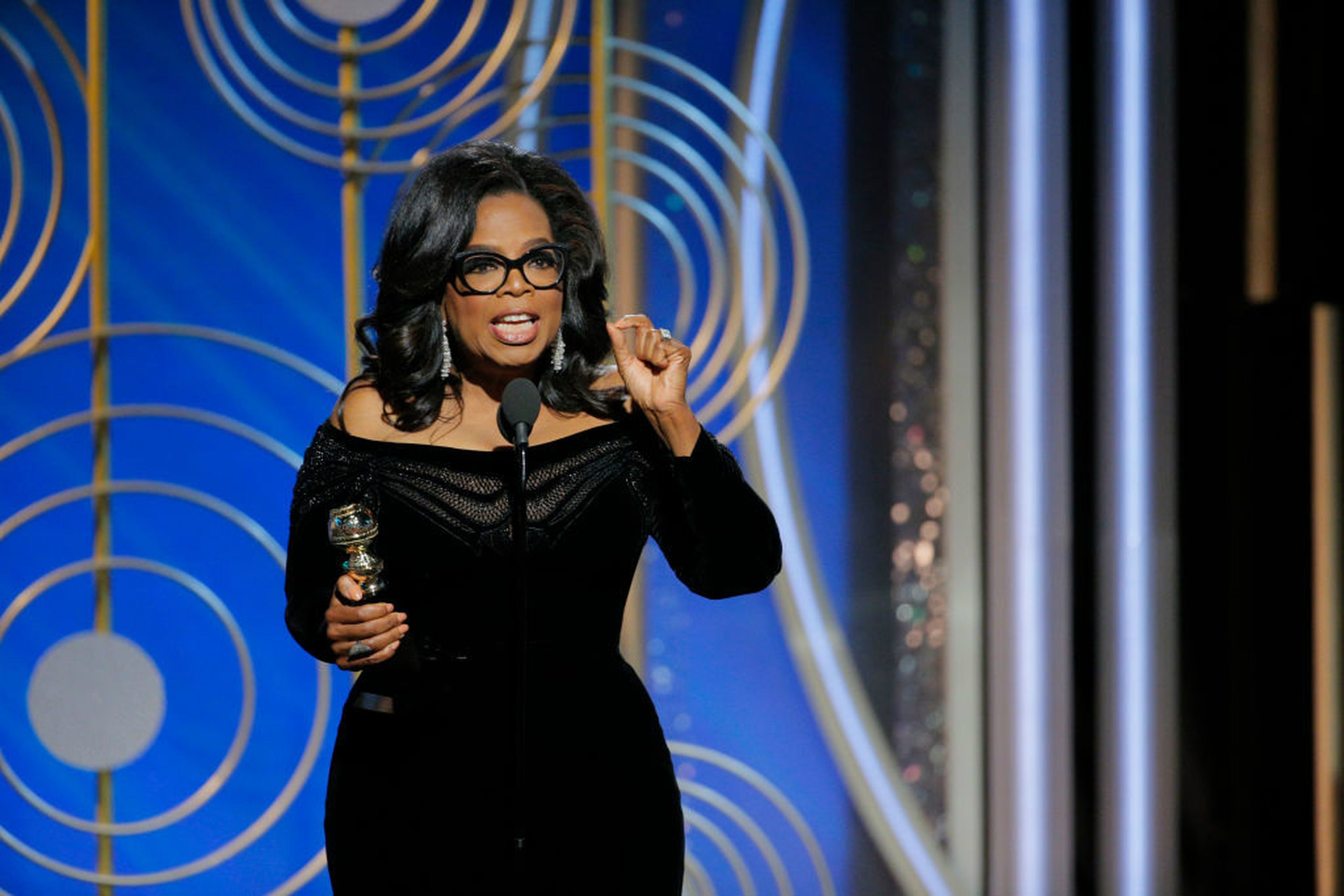 Oprah Winfrey en un momento de su discurso de los Globos de Oro 2018.