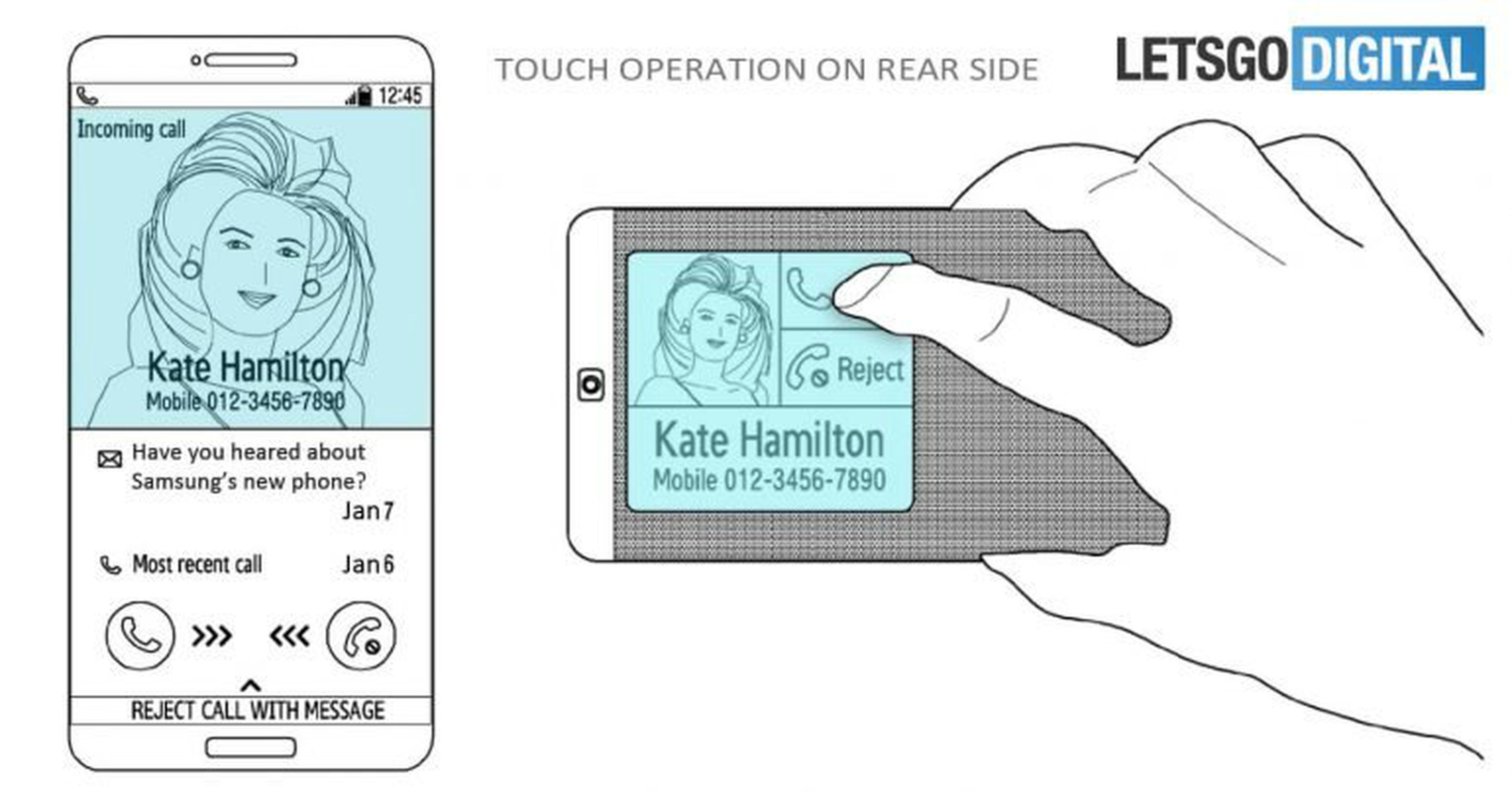La patente de Samsung muestra cómo puede moverse el contenido entre la pantalla frontal y la trasera según cómo sostenga el teléfono el usuario.