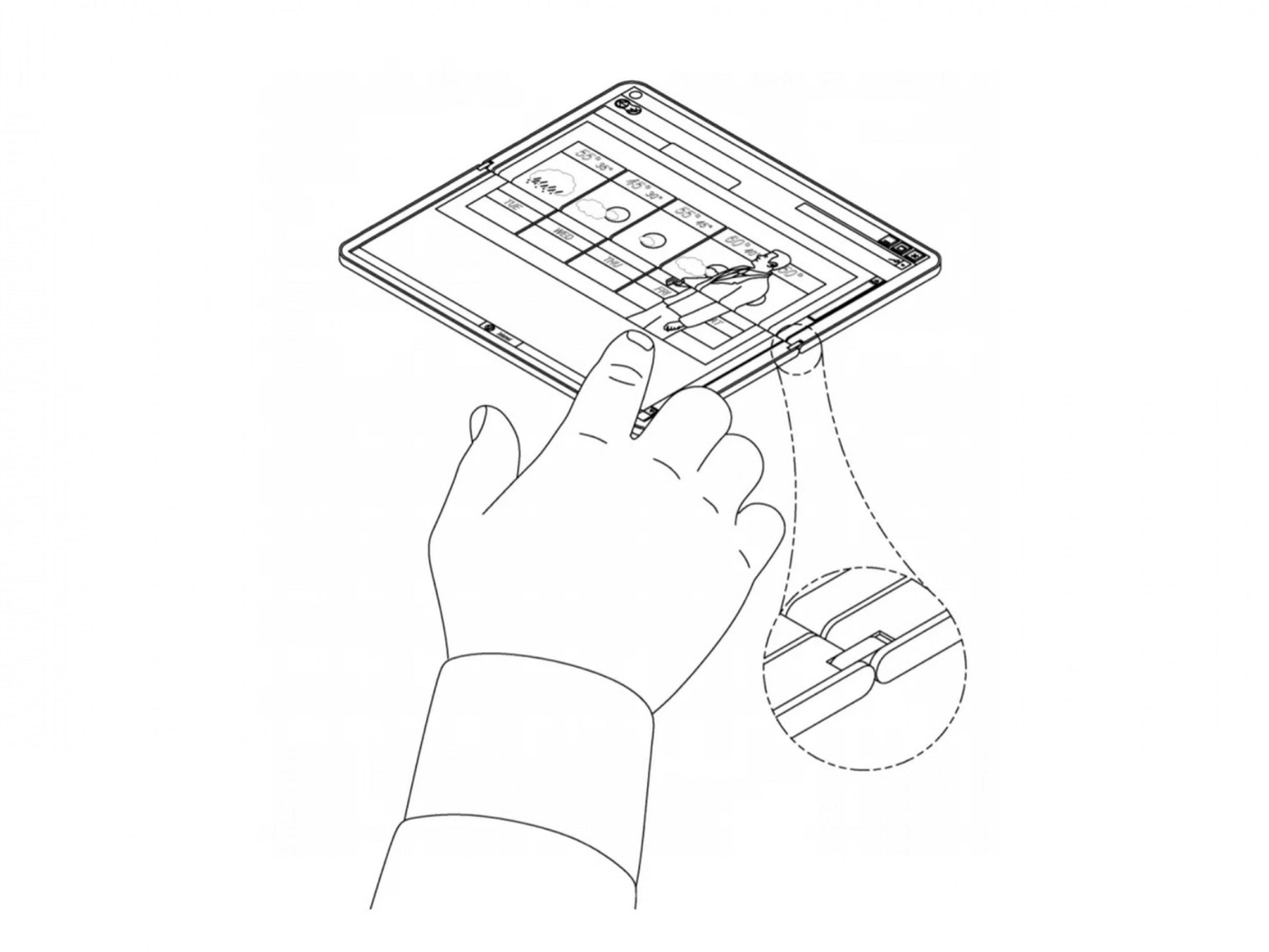 Una patente para una tablet plegable de Microsoft.