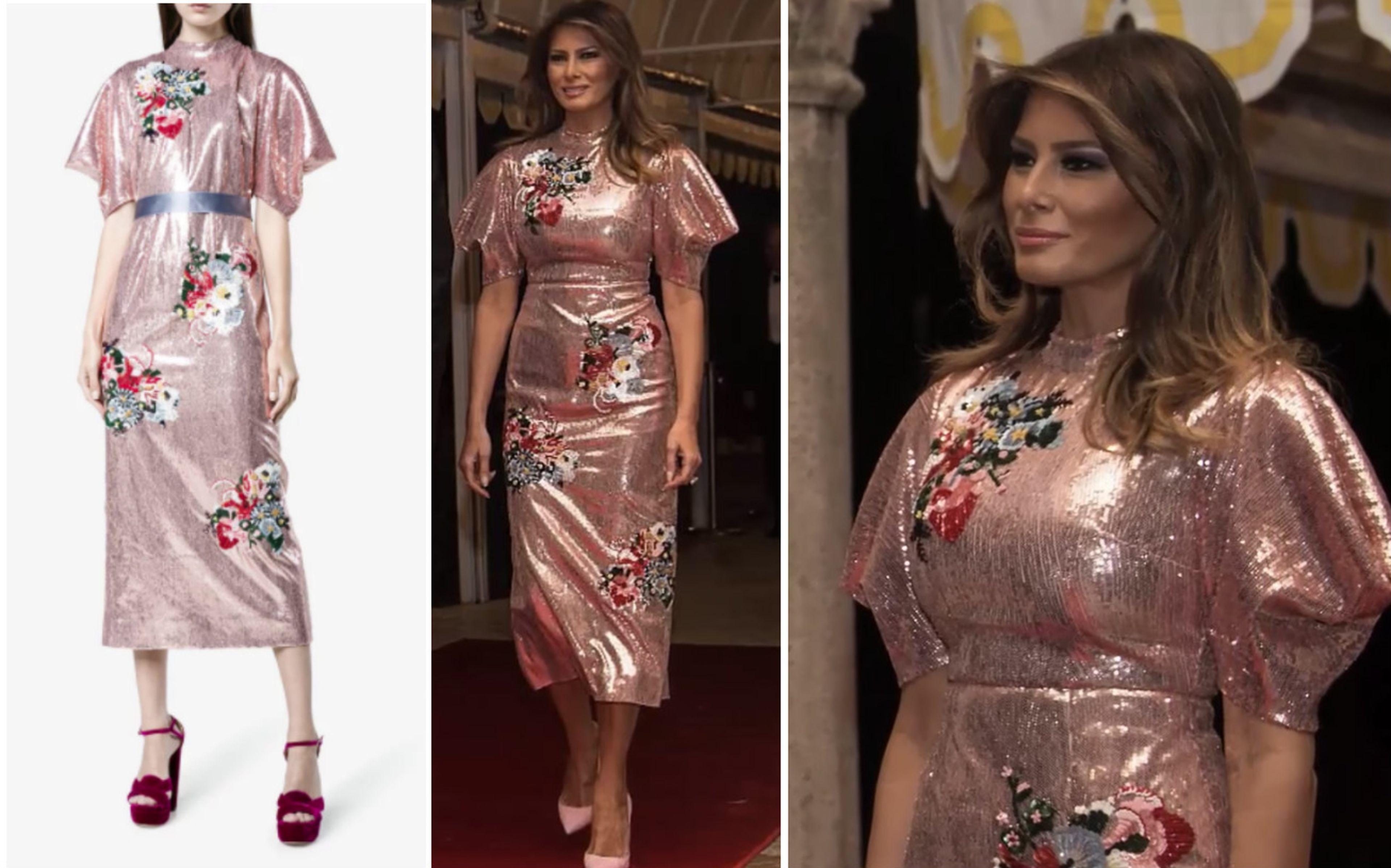 El vestido de Melania Trump para la Nochevieja de 2017 (en la web de Erdem y vestido por ella)