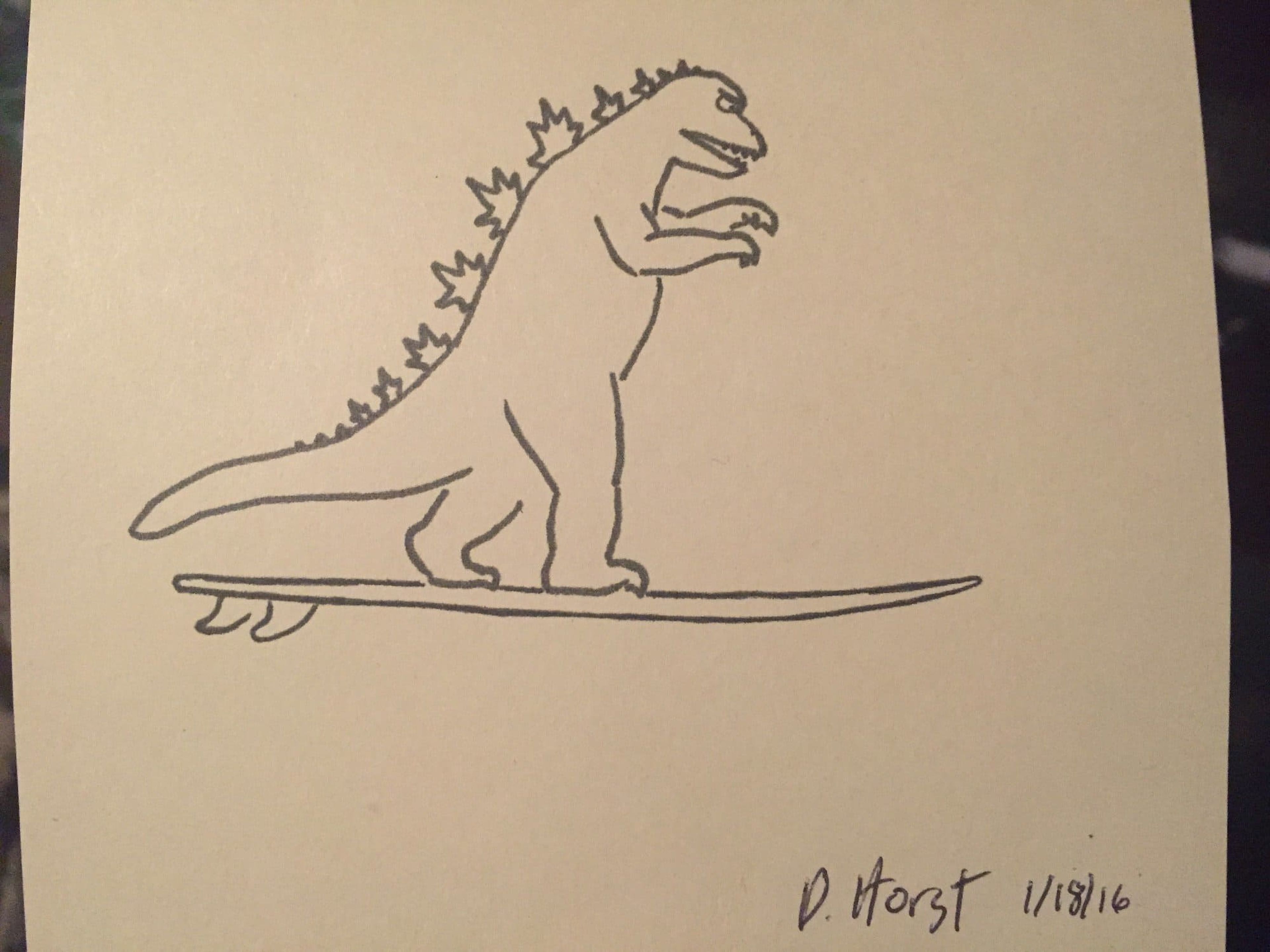 Dibujo de Godzilla hecho a mano