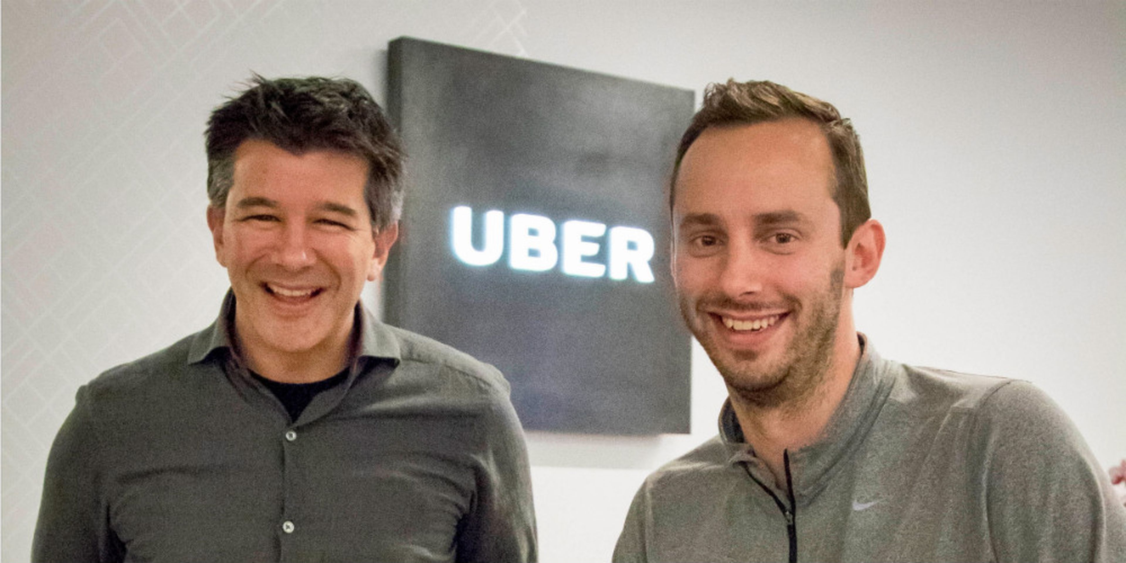 De izqd. a der., el fundador y ex CEO de Uber, Travis Kalanick, y el antiguo empleado Anthony Levandowski, pieza central del juicio.