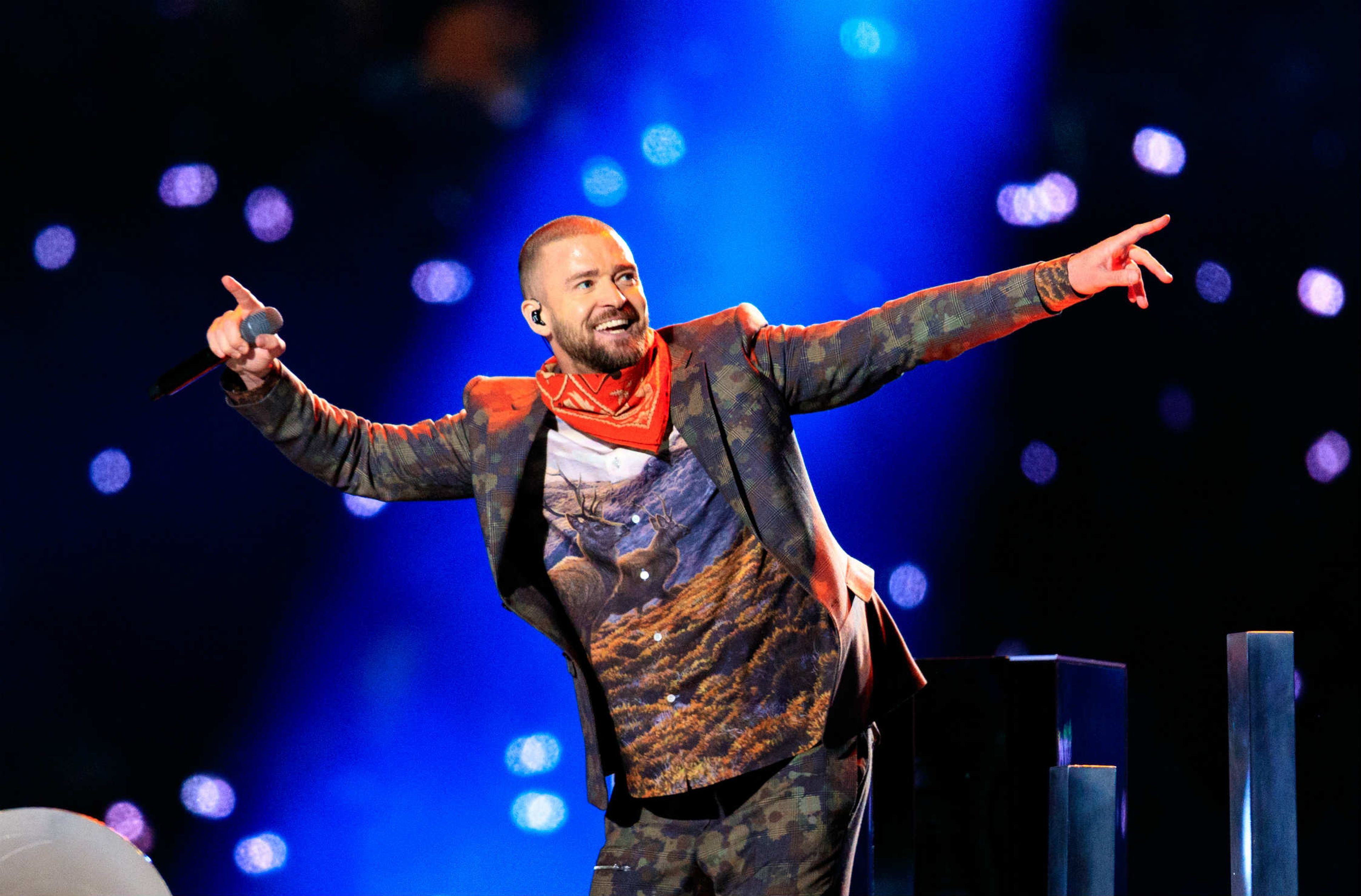 Justin Timberlake en el intermedio de la LII Super Bowl.