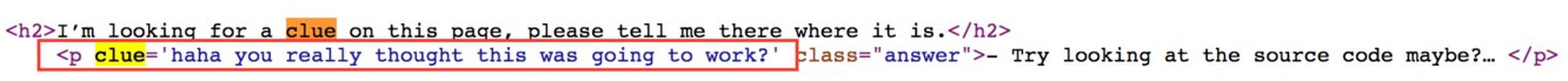 El mensaje que ves al buscar la palabra “pista” en el código.