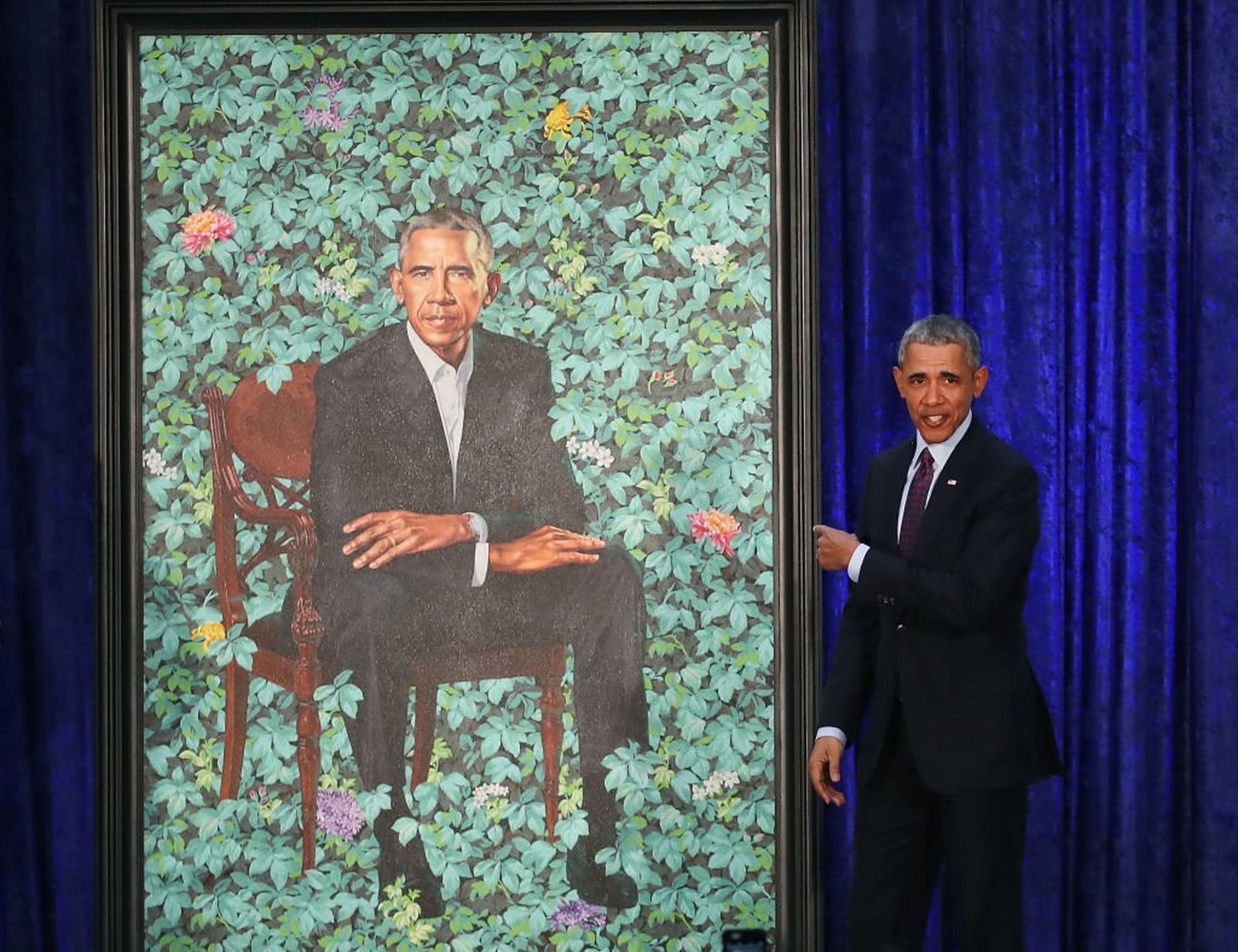 La presentación del retrato de Obama realizado por el artista Kehinde Wiley.