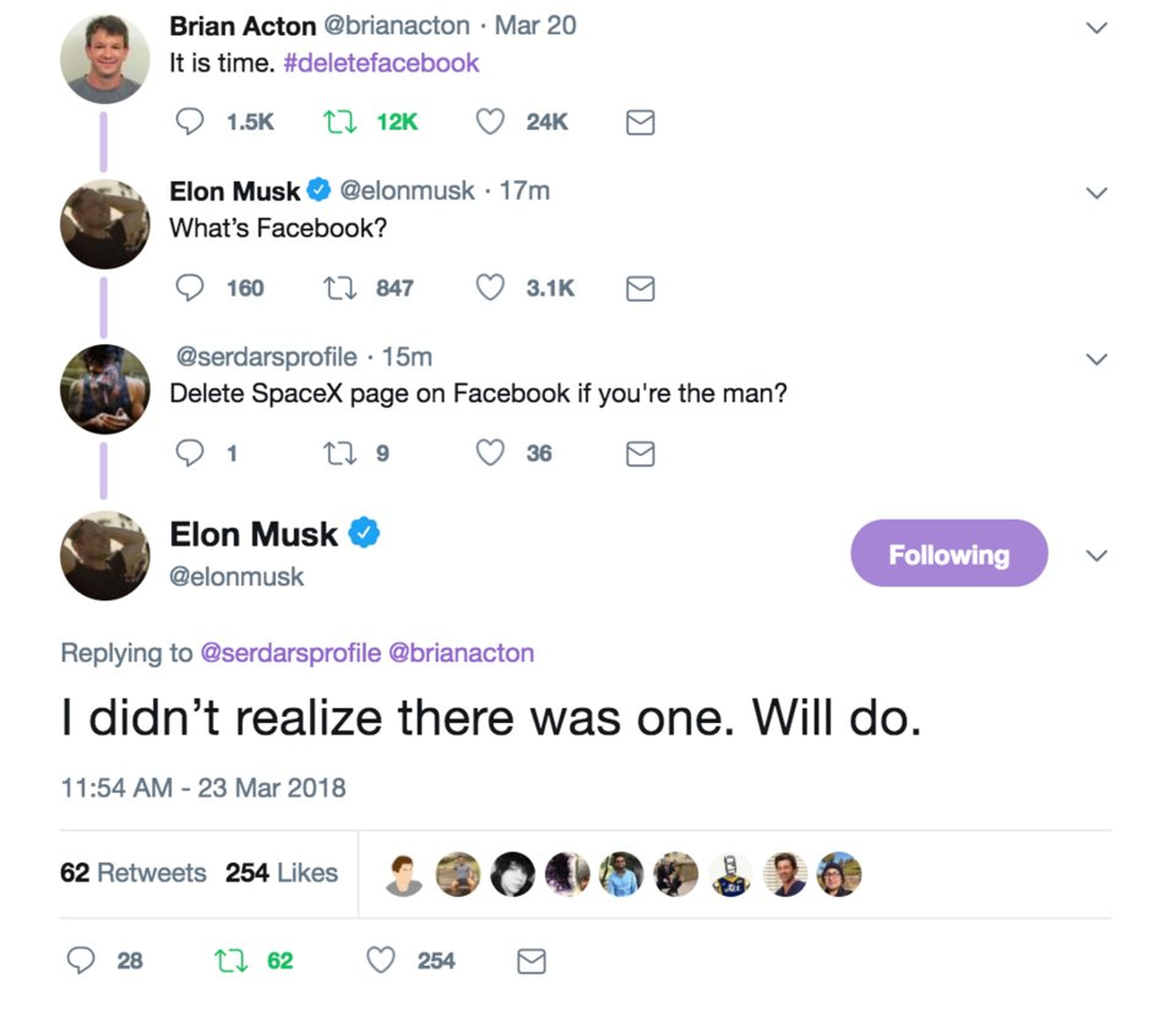 Elon Musk borrando páginas de Facebook