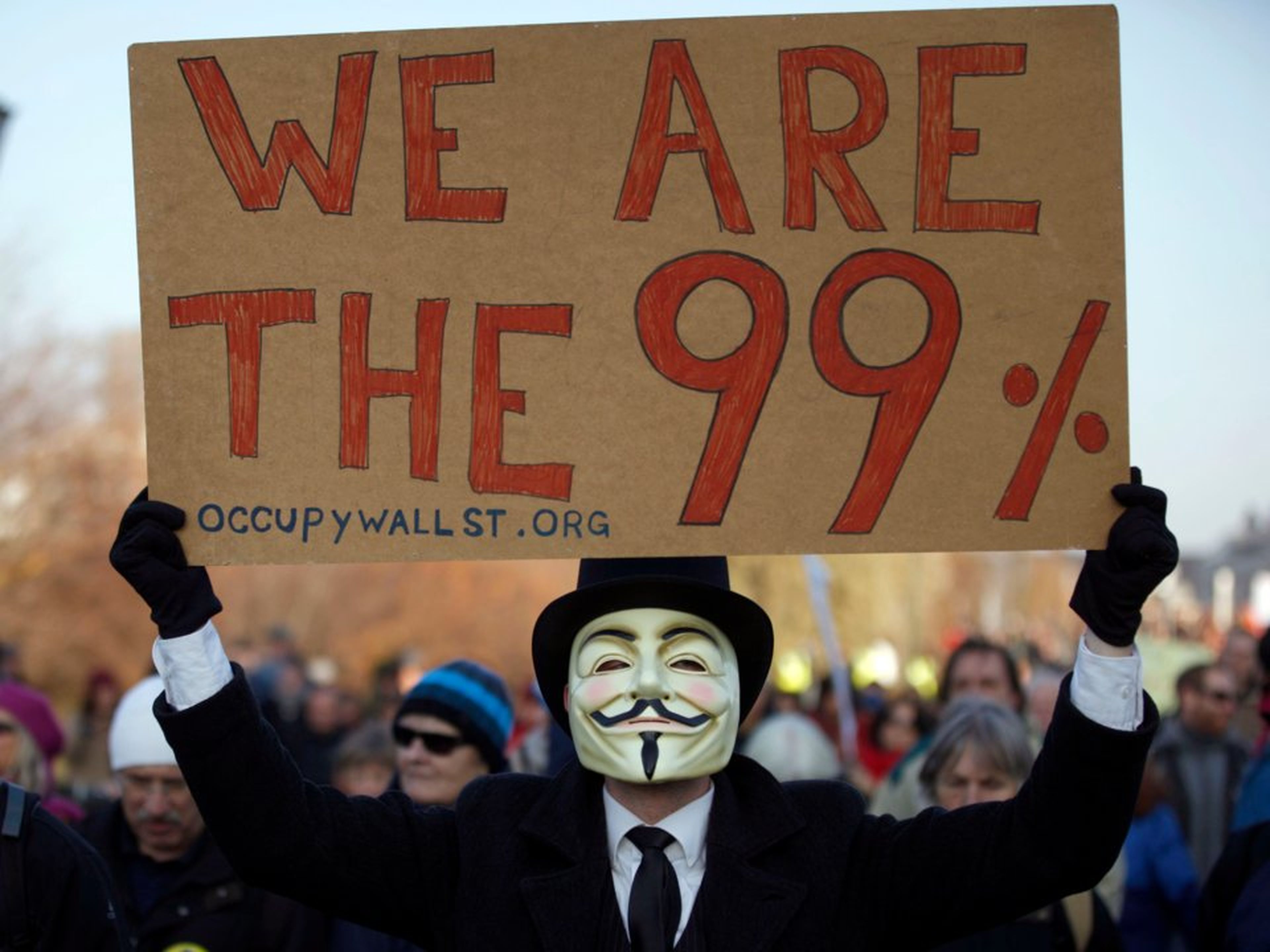 Pancarta contra los bancos durante el movimiento Occupy Wall Street
