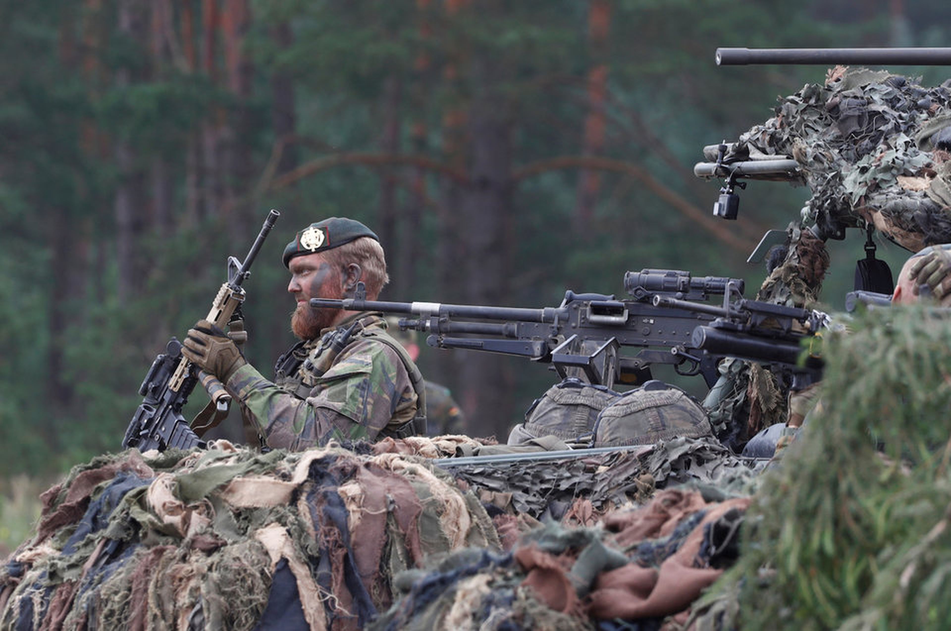 Soldados holandeses en el campo de entrenamiento militar en Rukla, Lituania el 11 de agosto de 2017.