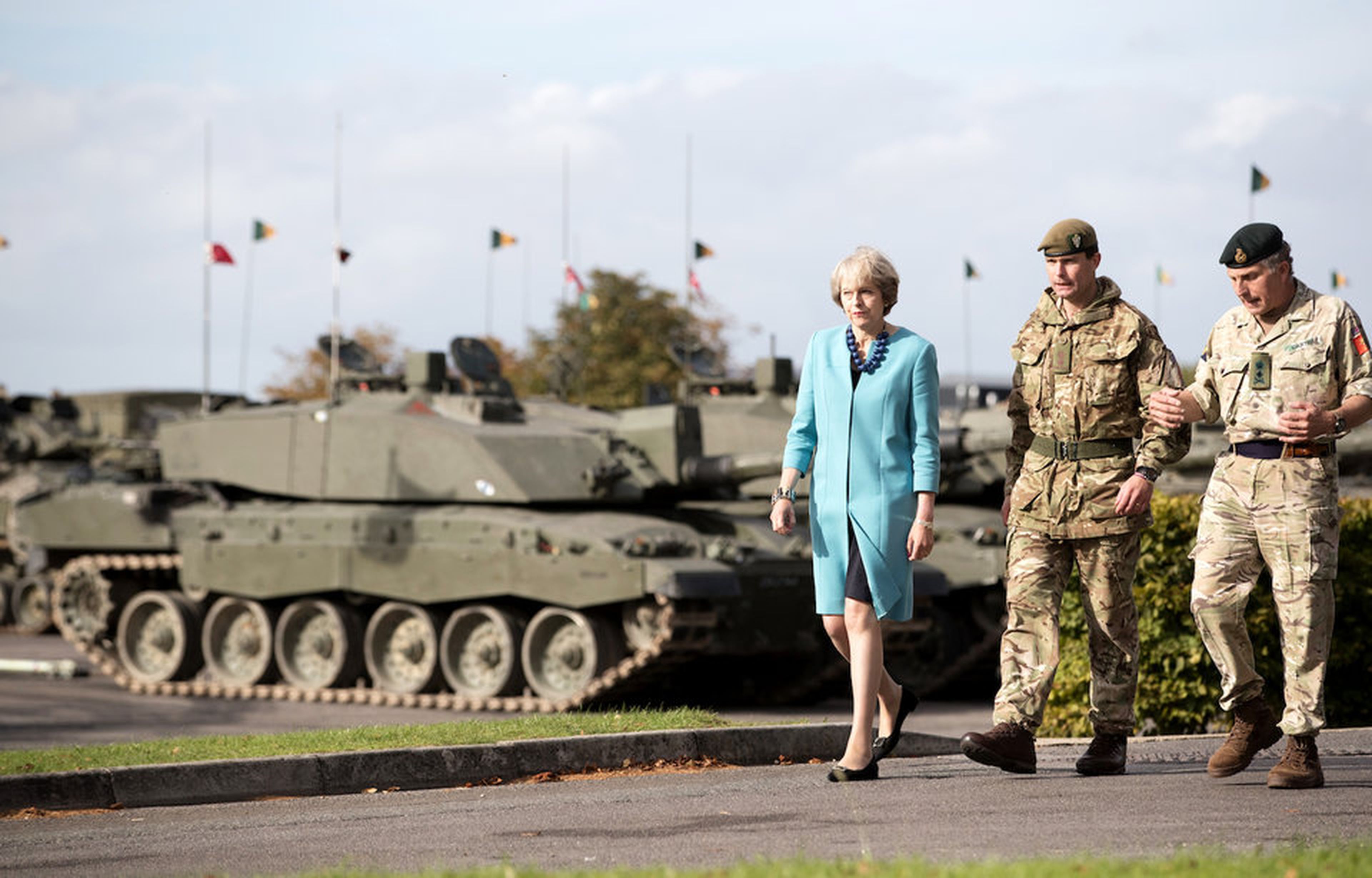 La Primera Ministra Theresa visita el primer Batallón del Regimiento de Mercia en Bulford Camp el 29 de septiembre de 2016.