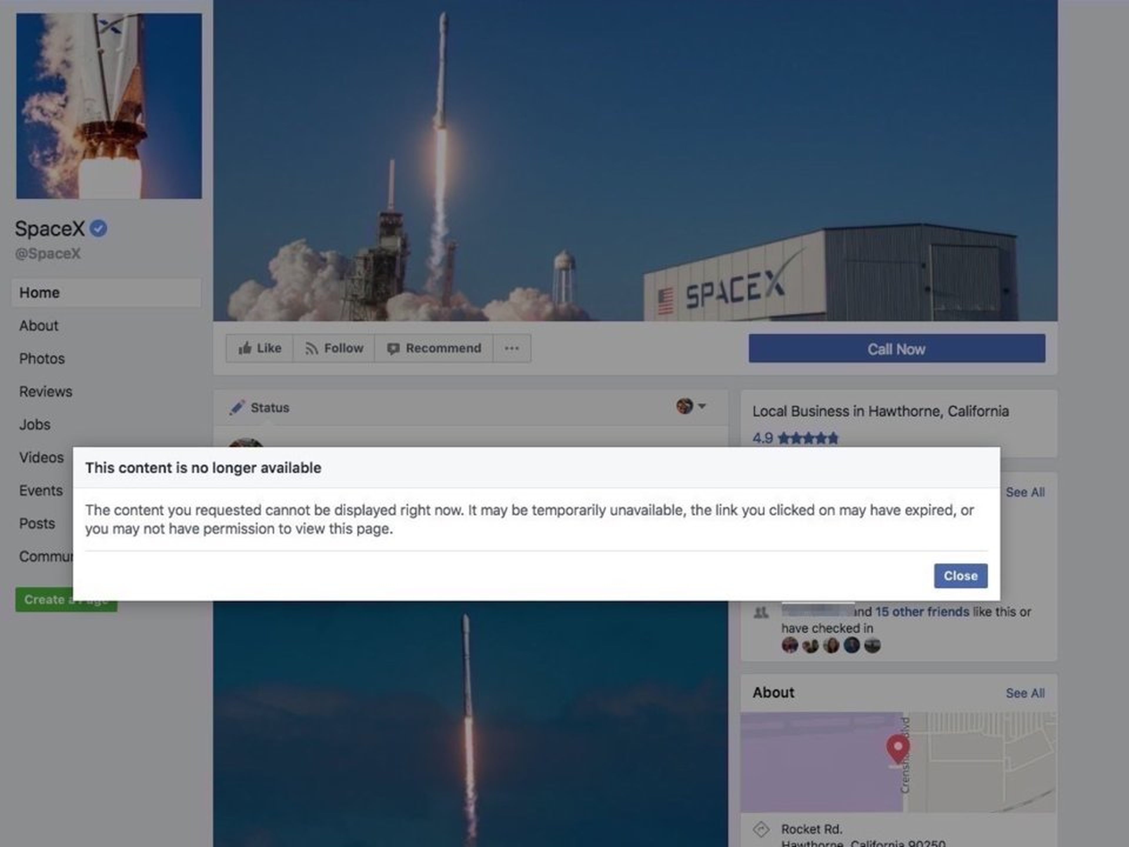 SpaceX en Facebook