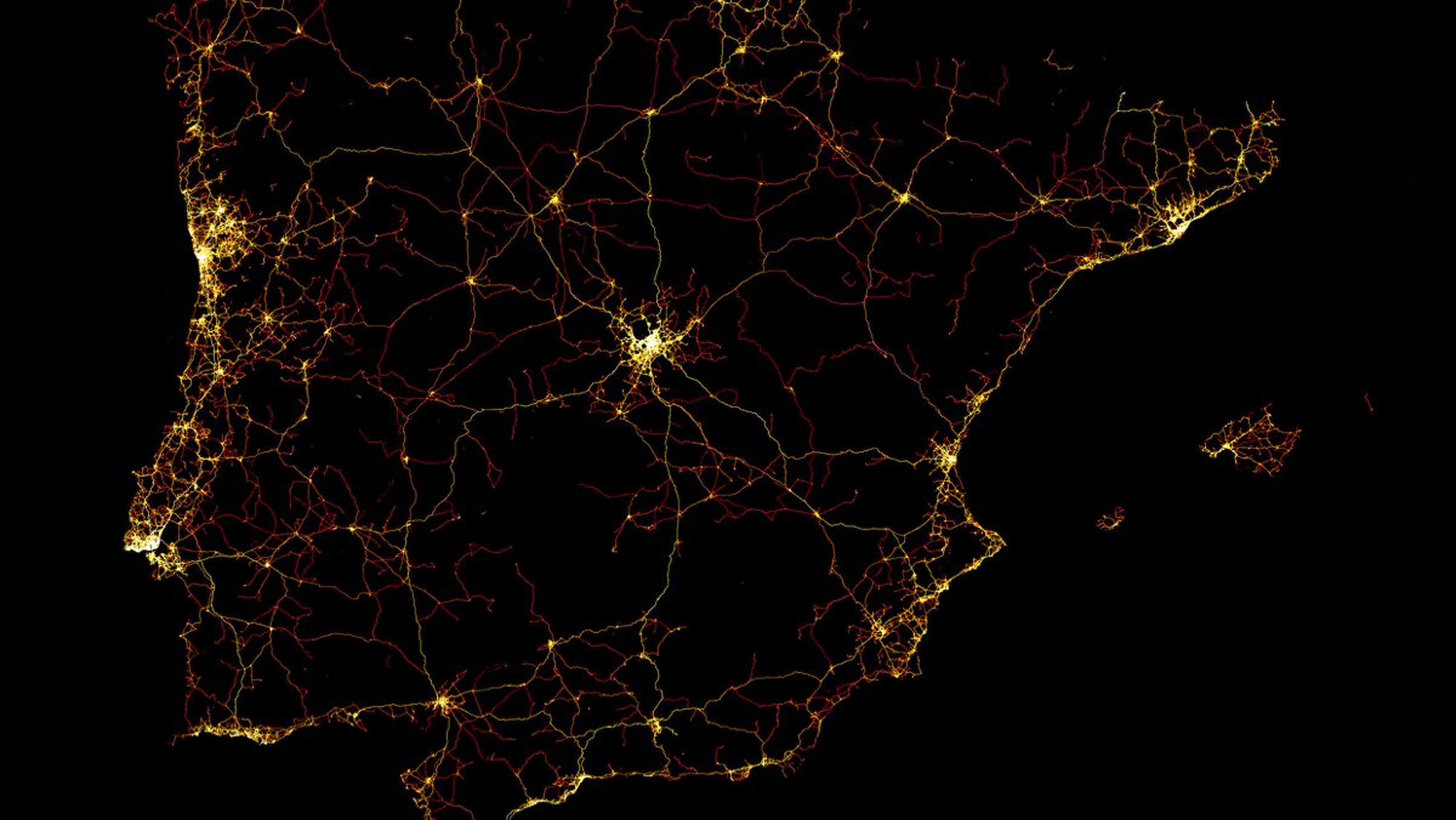 Mapa que refleja los vehículos conectados mediante 'BMW Connected' en España y Portugal
