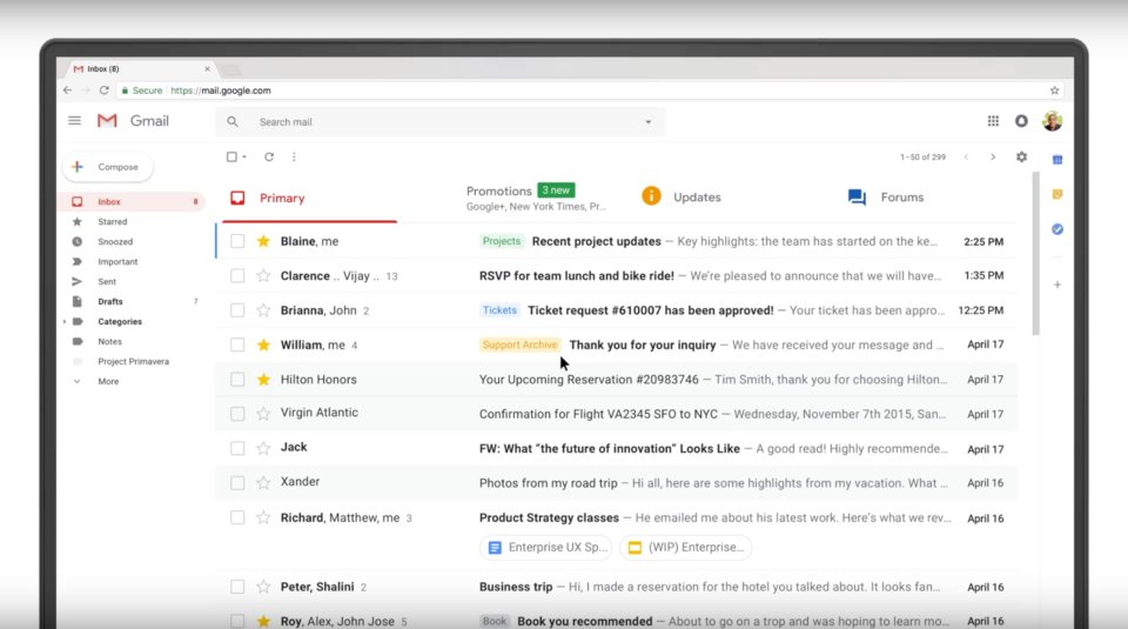 Hay una serie de cosas nuevas en la nueva interfaz web de Gmail.