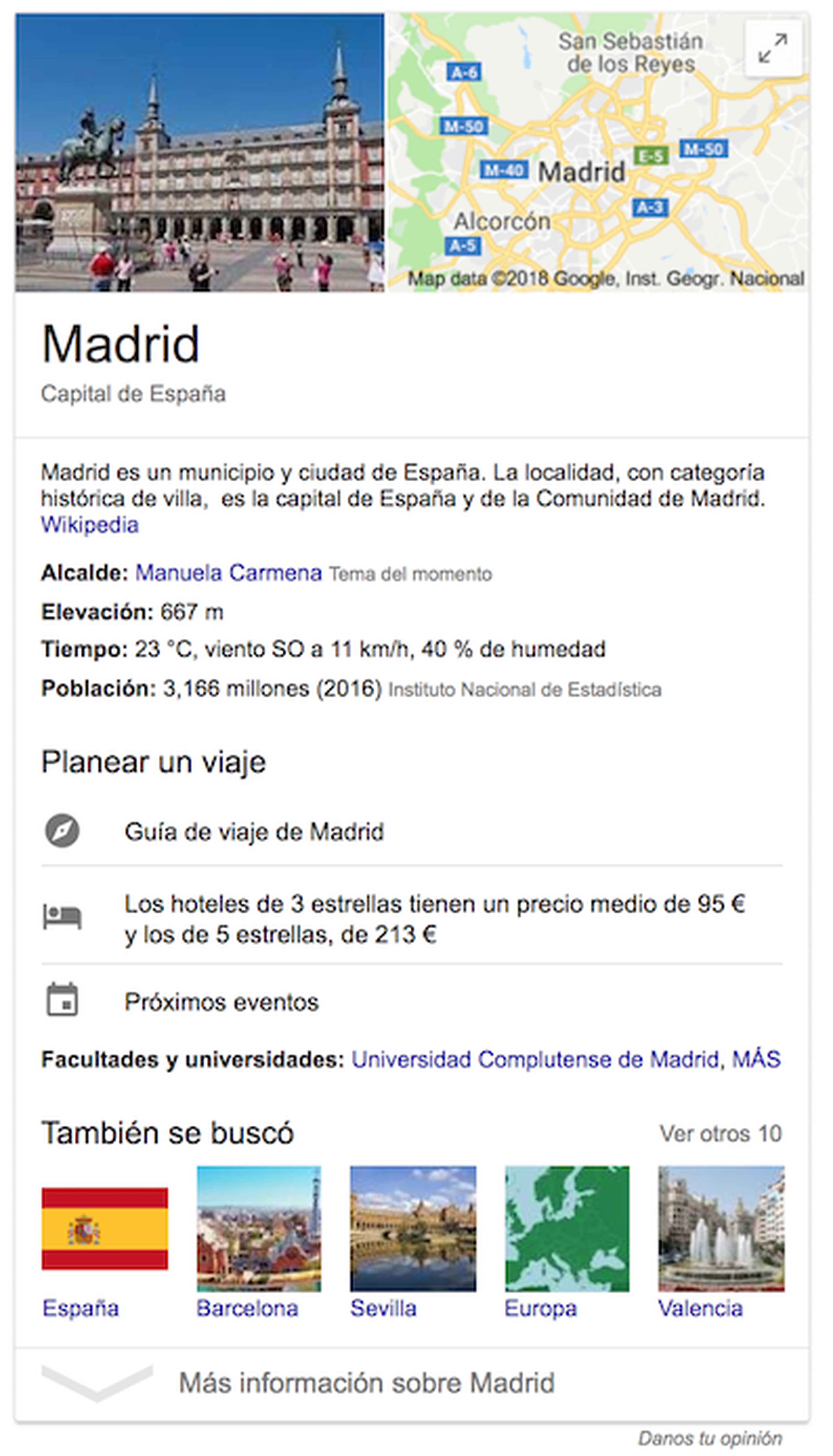 Google Knowledge Graph - Madrid como entidad