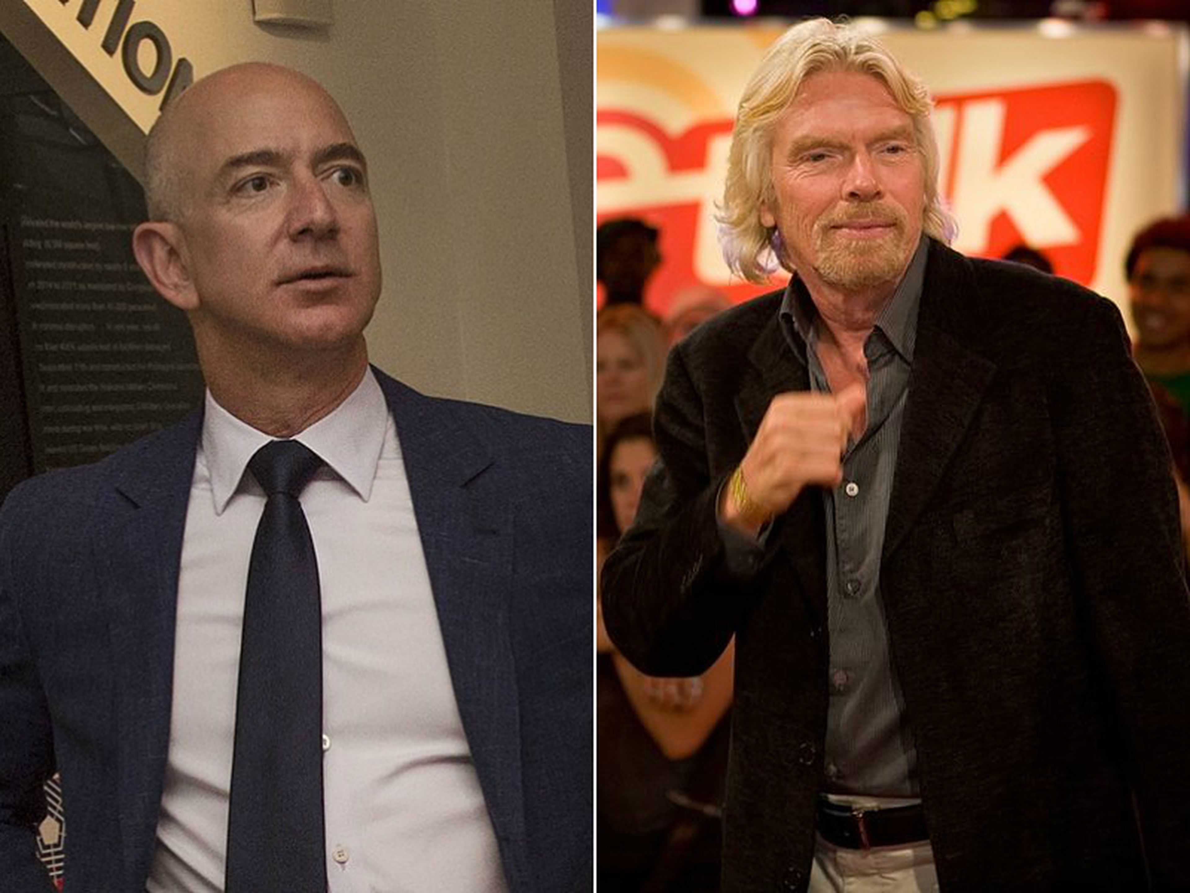 Jeff Bezos, fundador de Amazon, y Richard Branson, fundador de Virgin