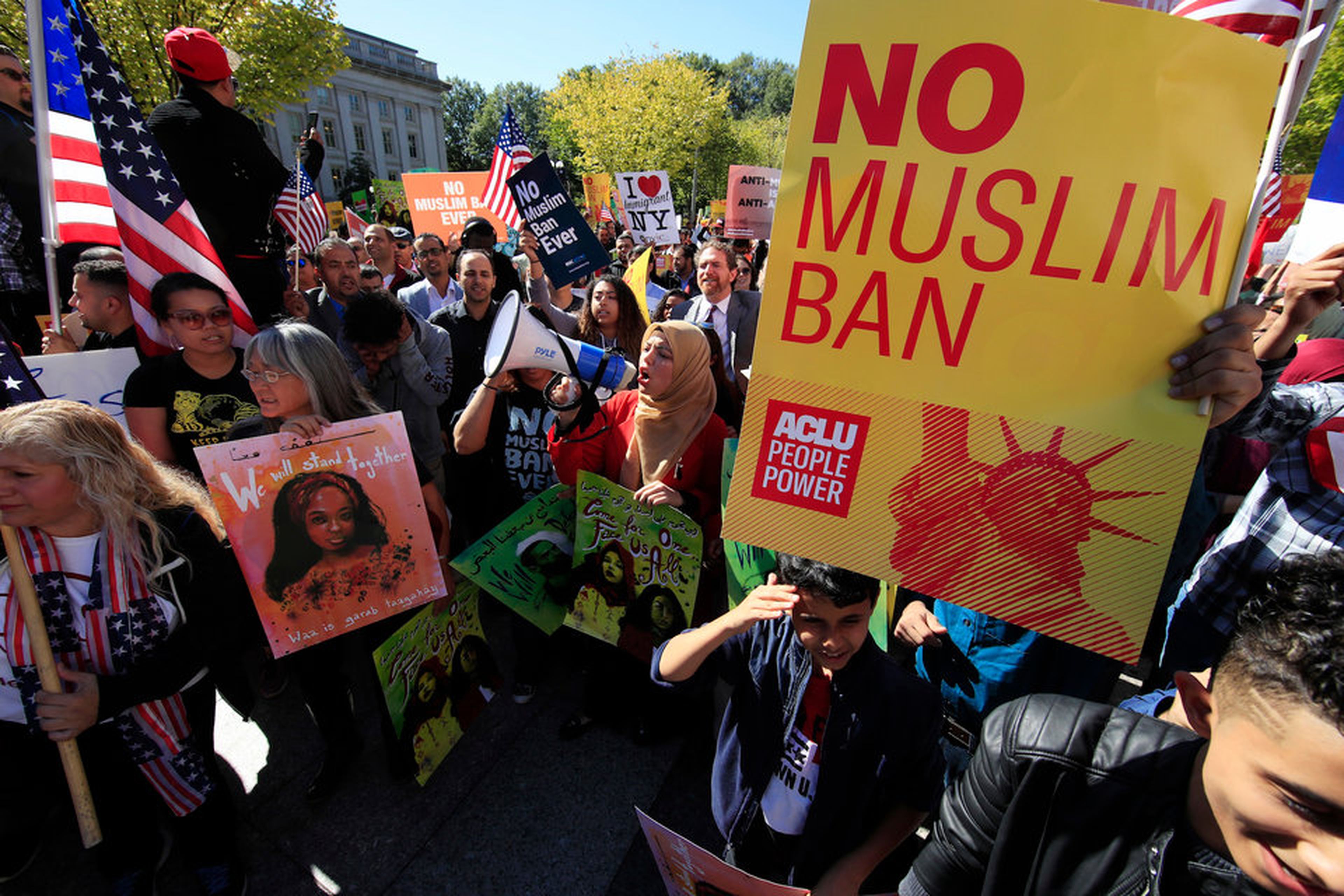 manifestación contra el "muslim ban"