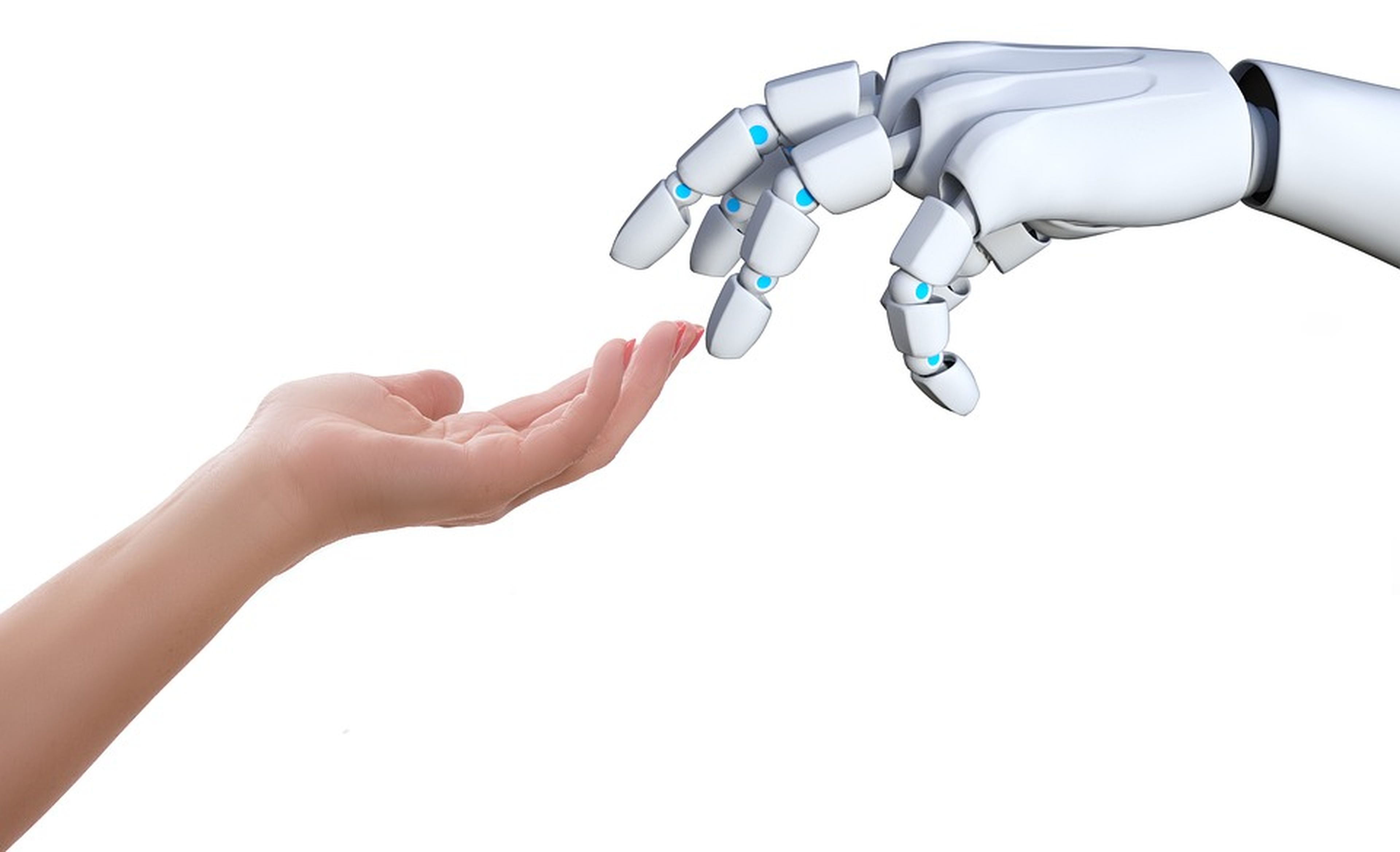 Mano humana y mano de un robot