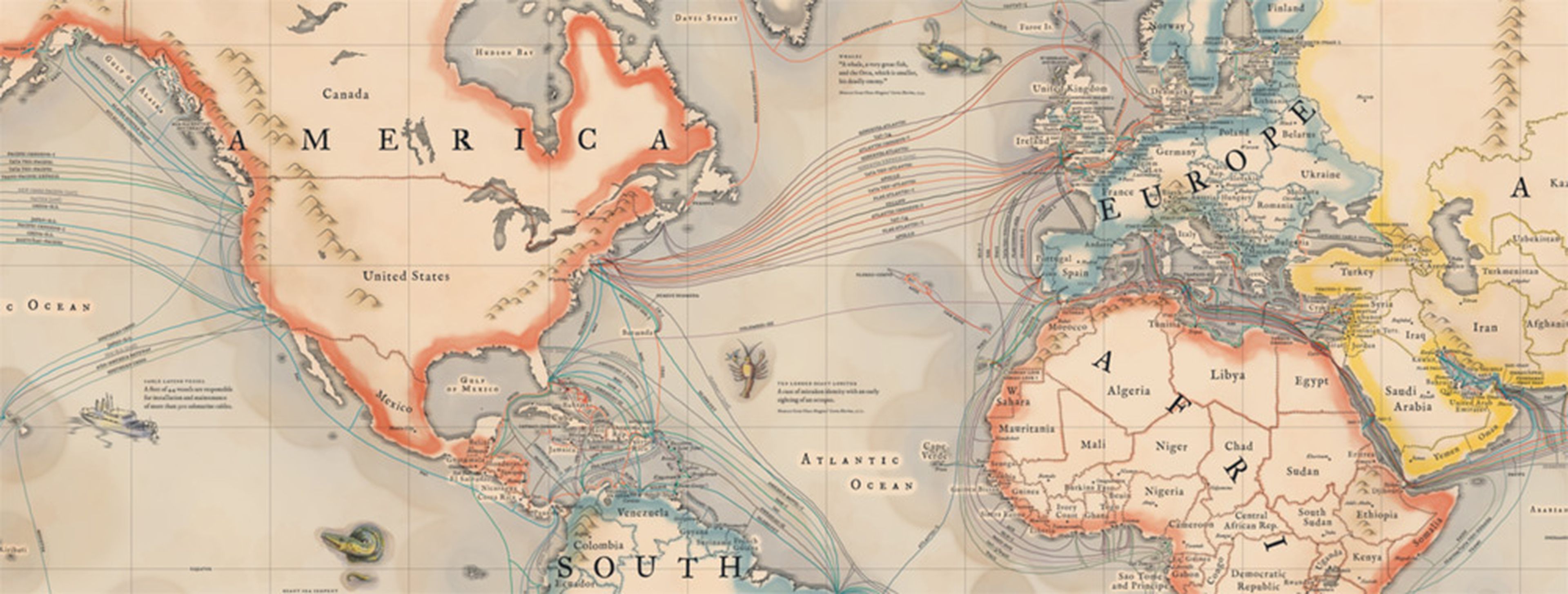 Mapa Vintage Cables Submarinos