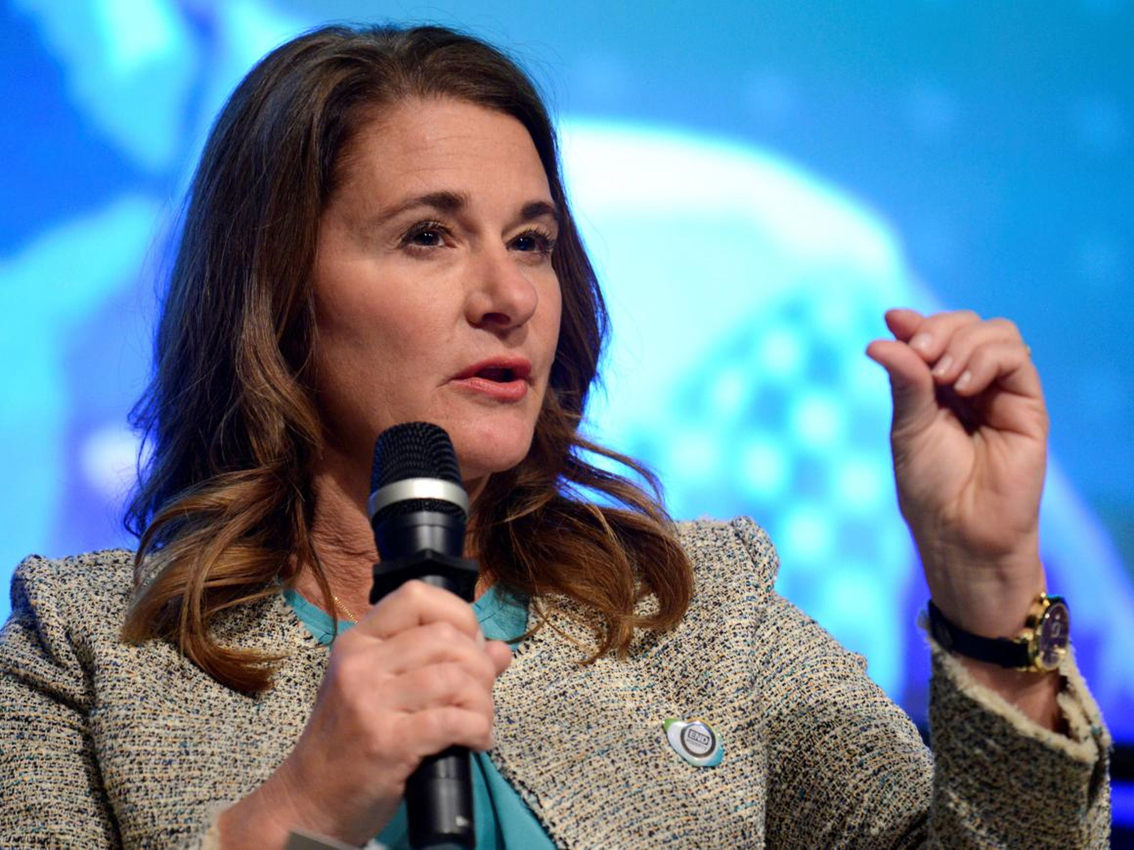 Co-Chair of the Bill & Melinda Gates Foundation Melinda Gates makes remarks during a panel discussion on investing in adolescents to improve nutrition, education, etc as part of the IMF and World Bank's 2017 Annual Spring Meetings, in Washington, U.S.,