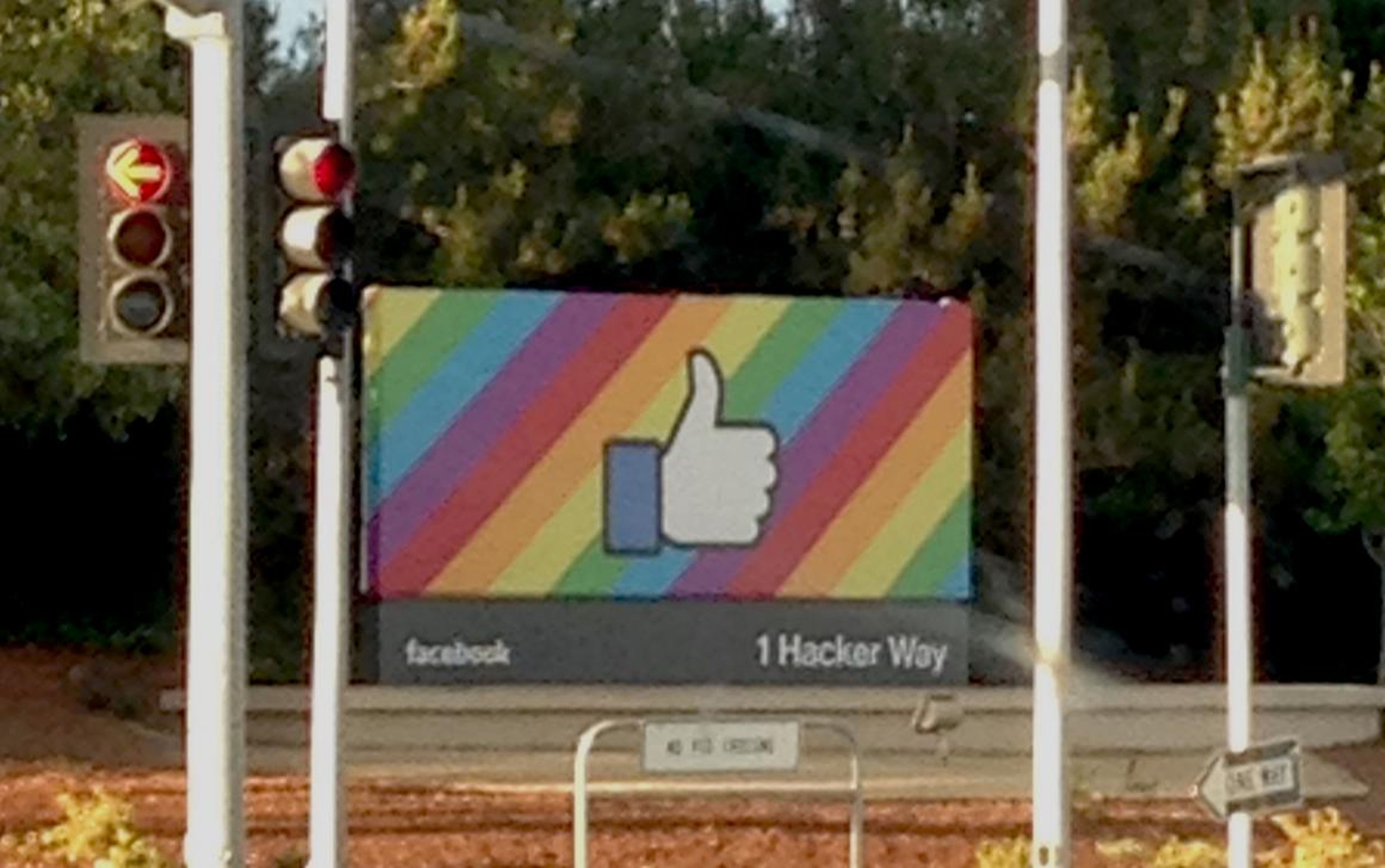 Facebook Rainbow Pride HQ sign.