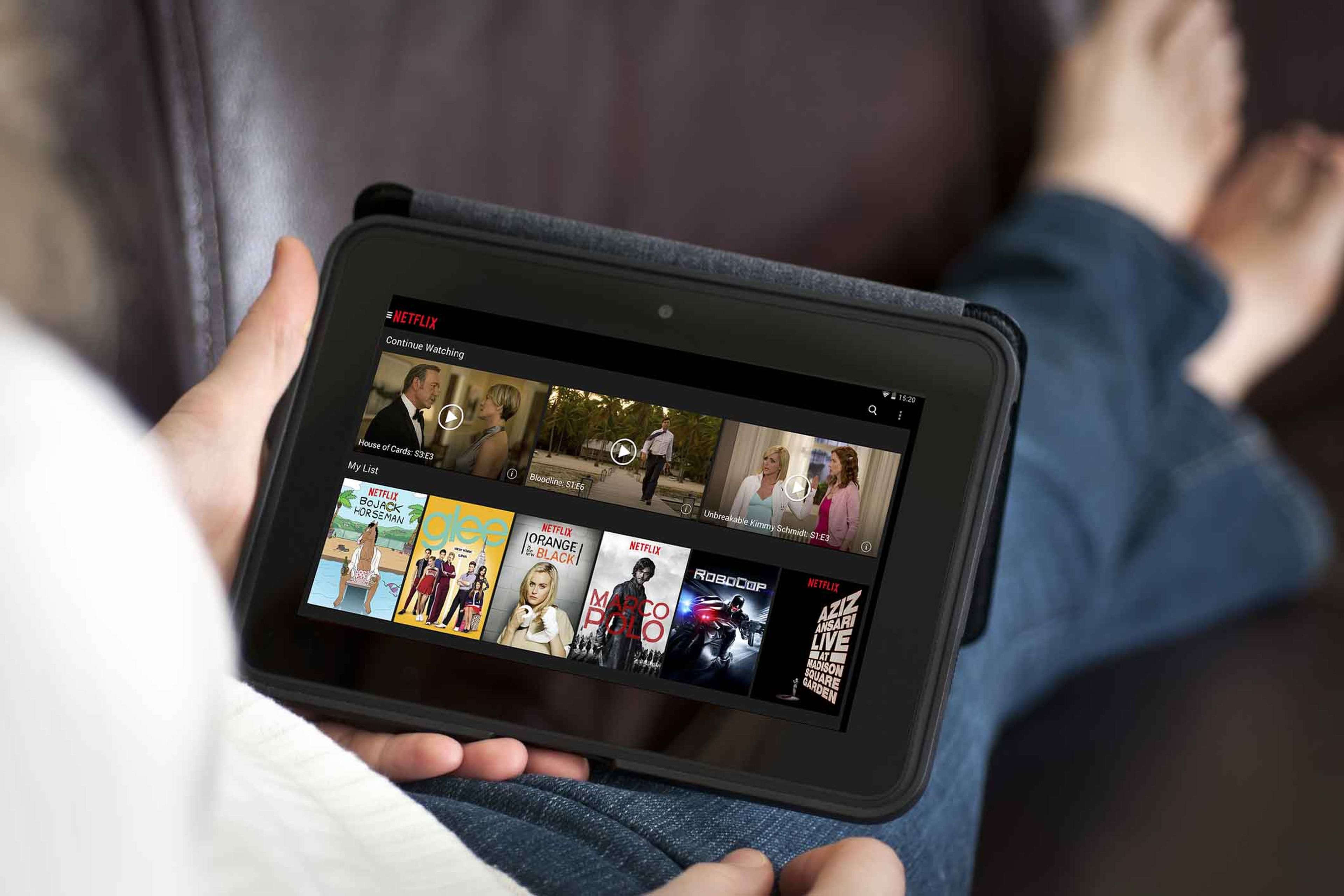 Interfaz de Netflix en tablet