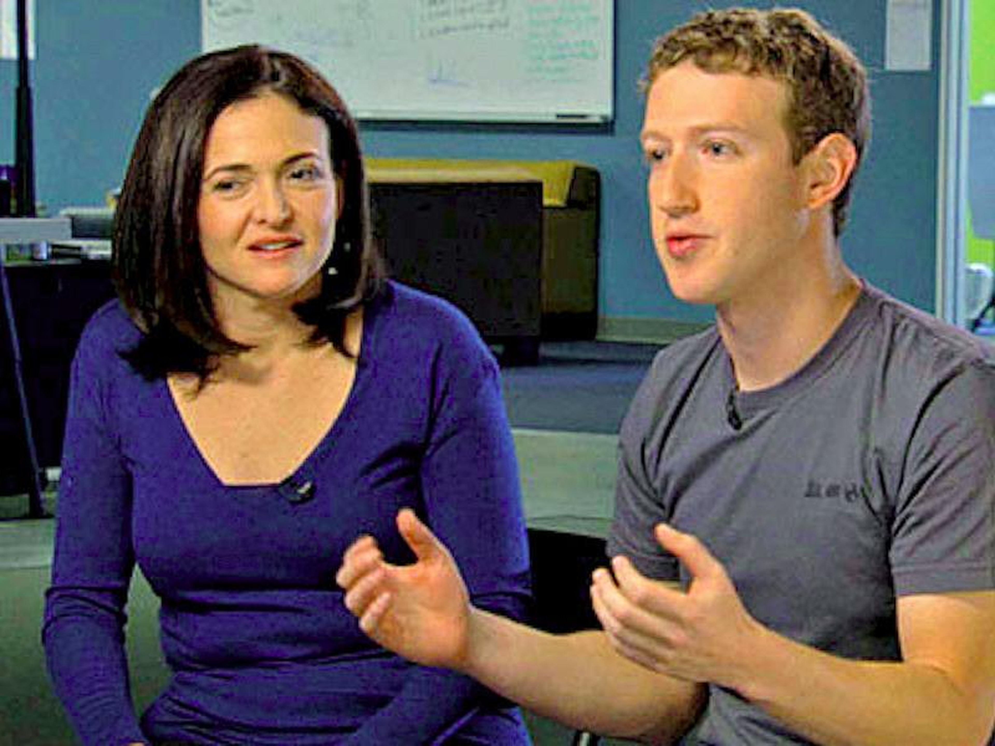 Sandberg (left) and Zuckerberg