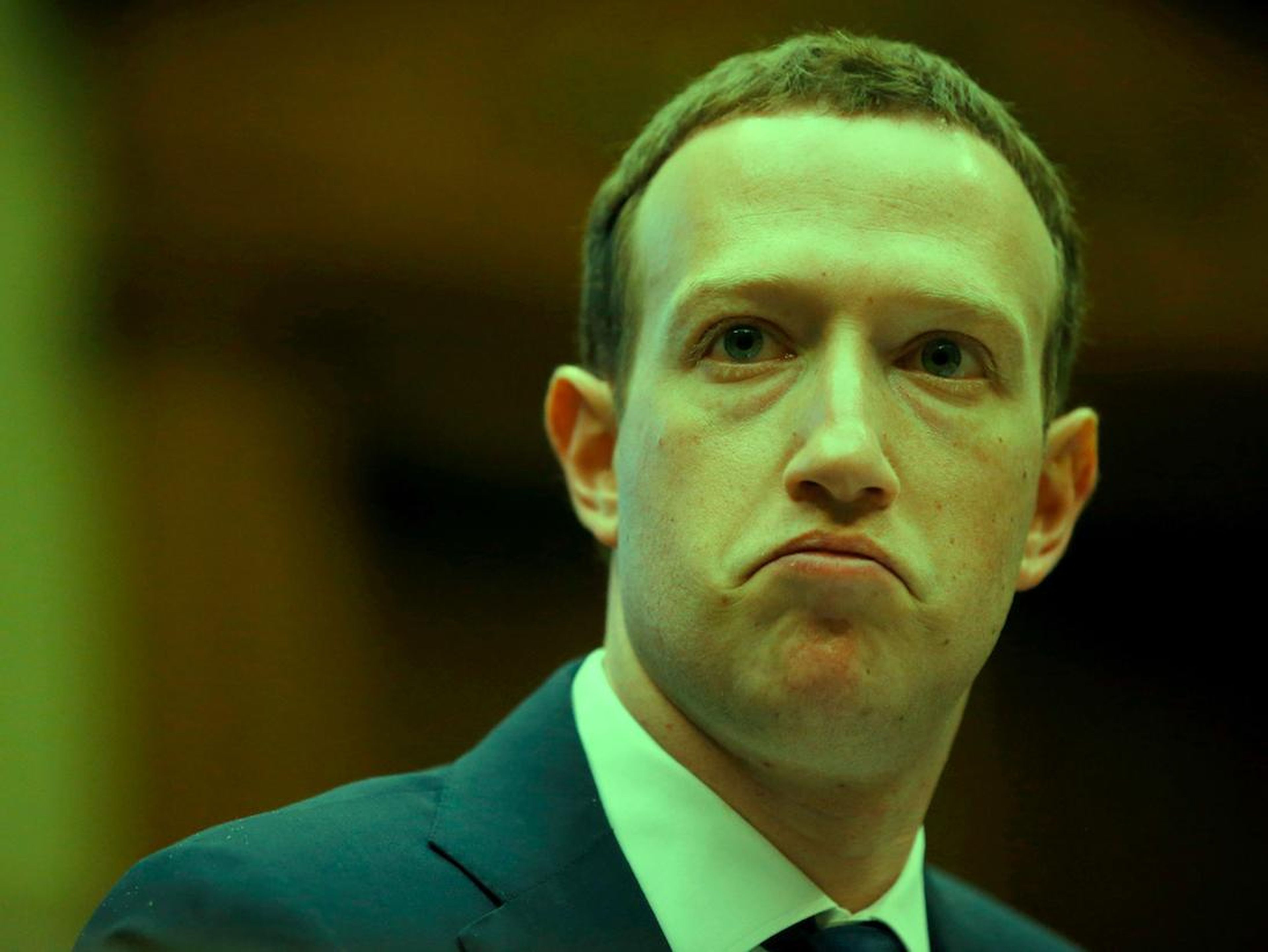 El CEO de Facebook, Mark Zuckerberg, durante el interrogatorio en el Congreso estadounidense.