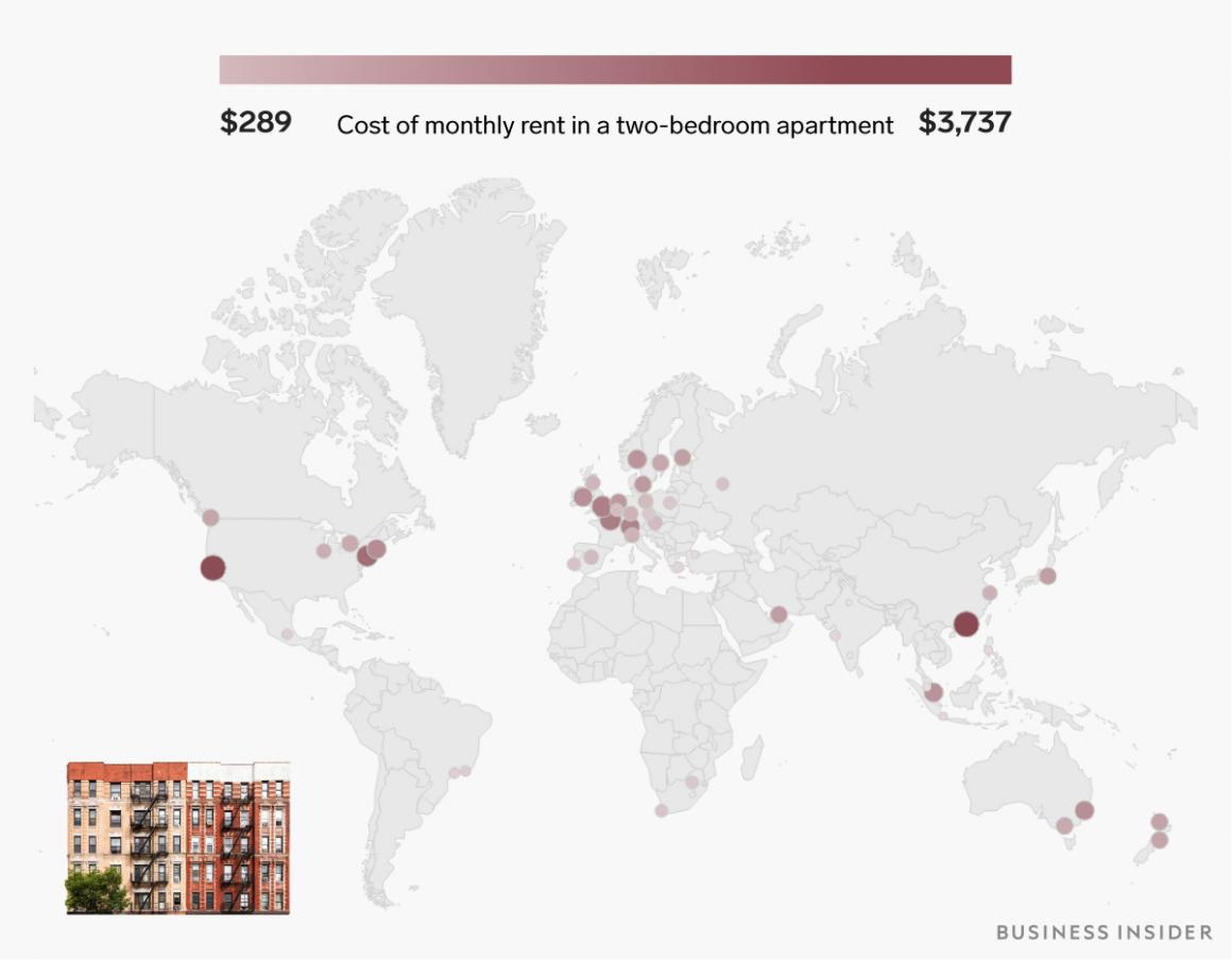 Monthly rent in a two-bedroom apartment ranges from about $300 to over $3,700.