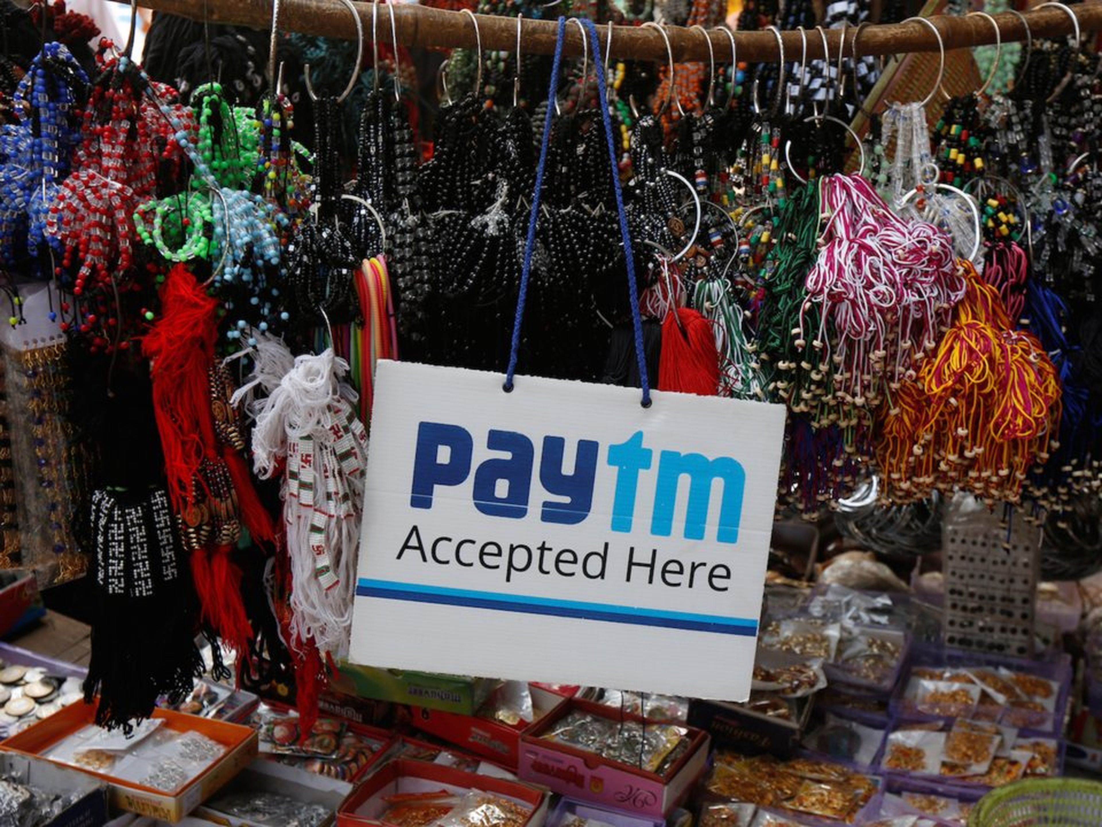 Un anuncio de Paytm en un puesto callejero en Calcuta, India, el 25 de enero de 2017.