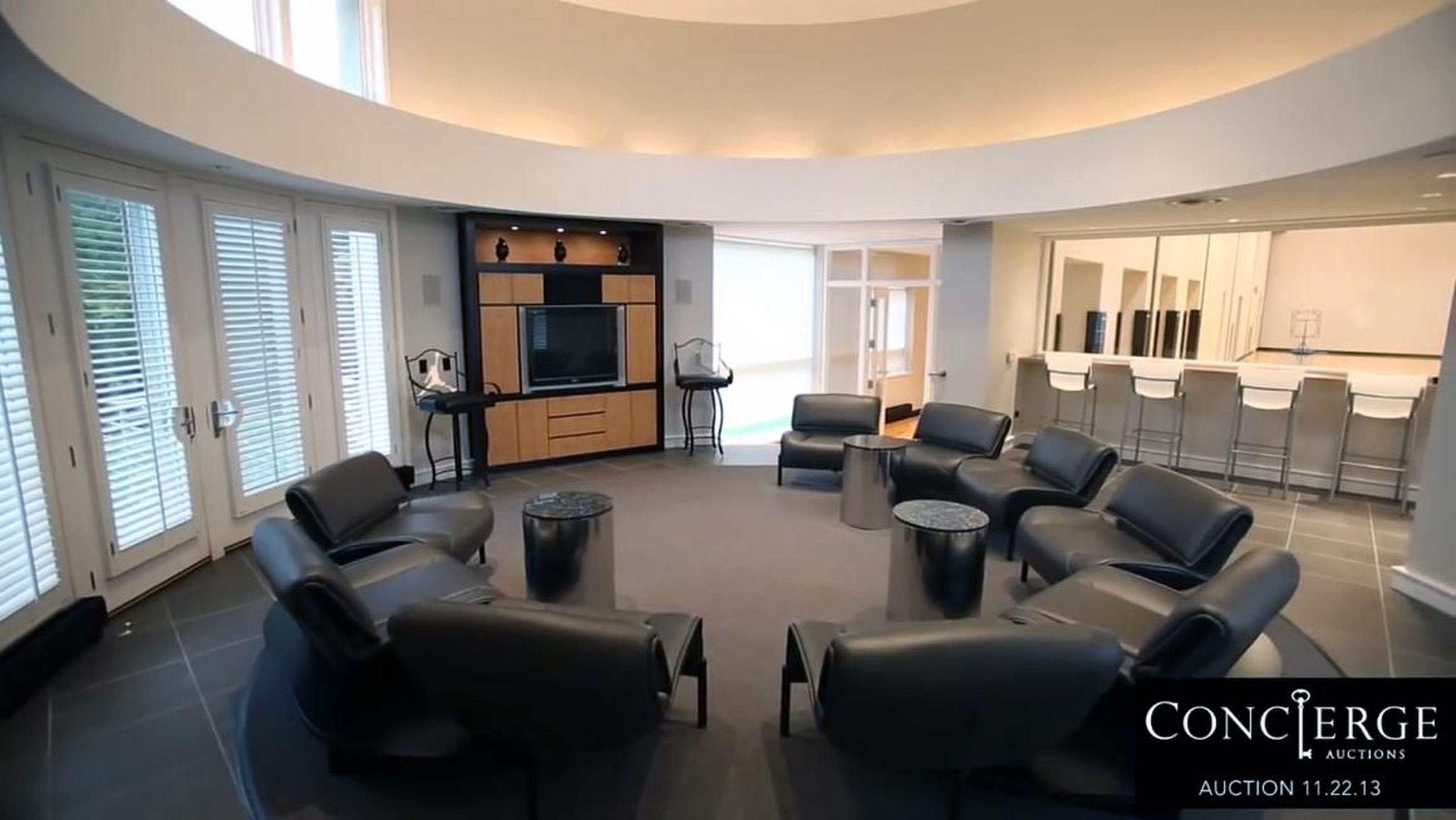 While guests wait for their turn on the court, they can hang out in this sitting area.