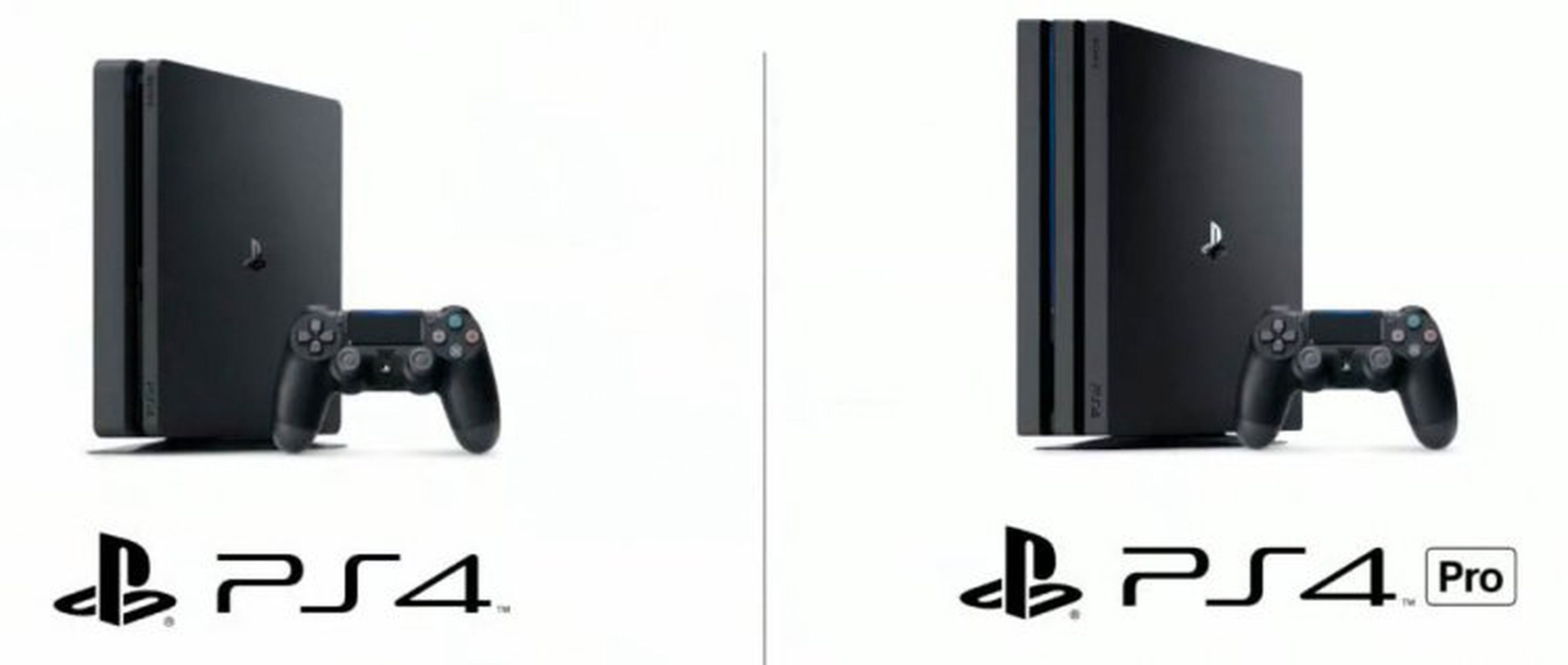 Sony tiene dos versiones de la PlayStation 4: la PS4 normal (izquierda) y la PS4 Pro (derecha).