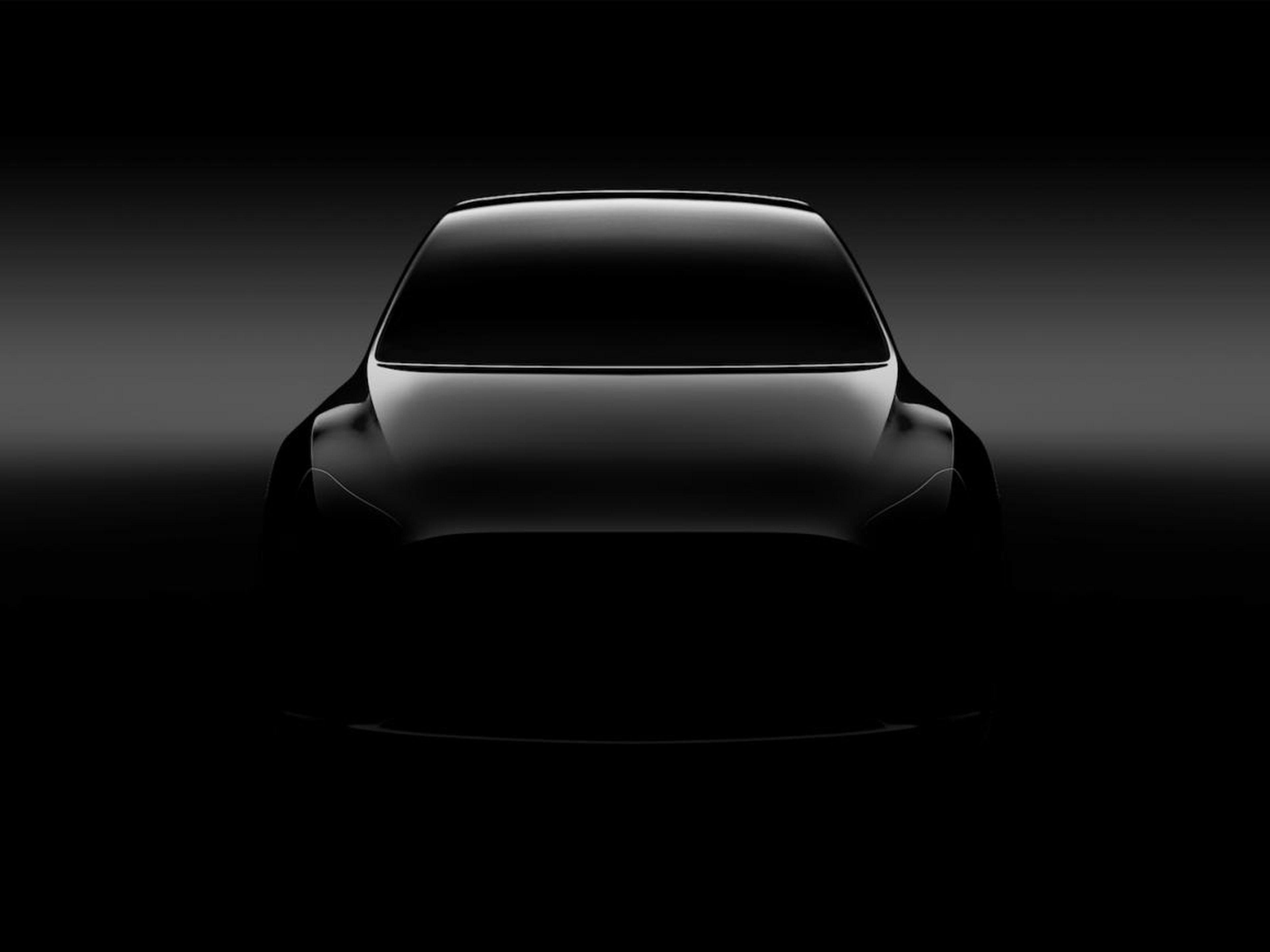 A teaser image of Tesla's upcoming Model Y crossover SUV.