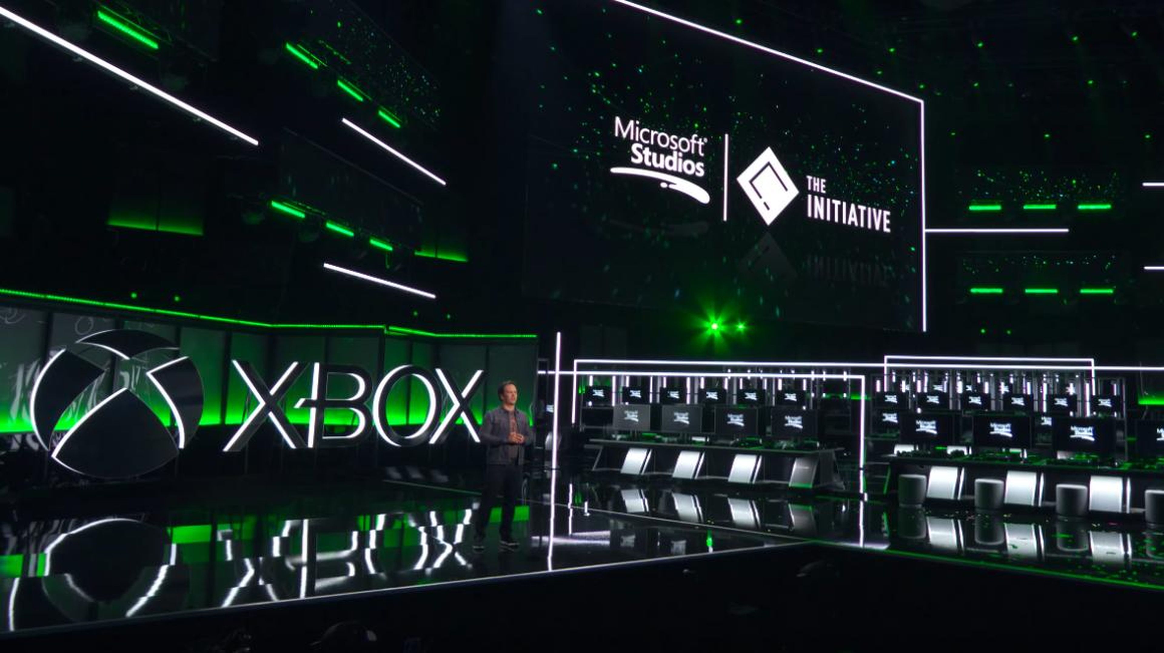 Phil Spencer on stage at Microsoft's E3 2018 press briefing.