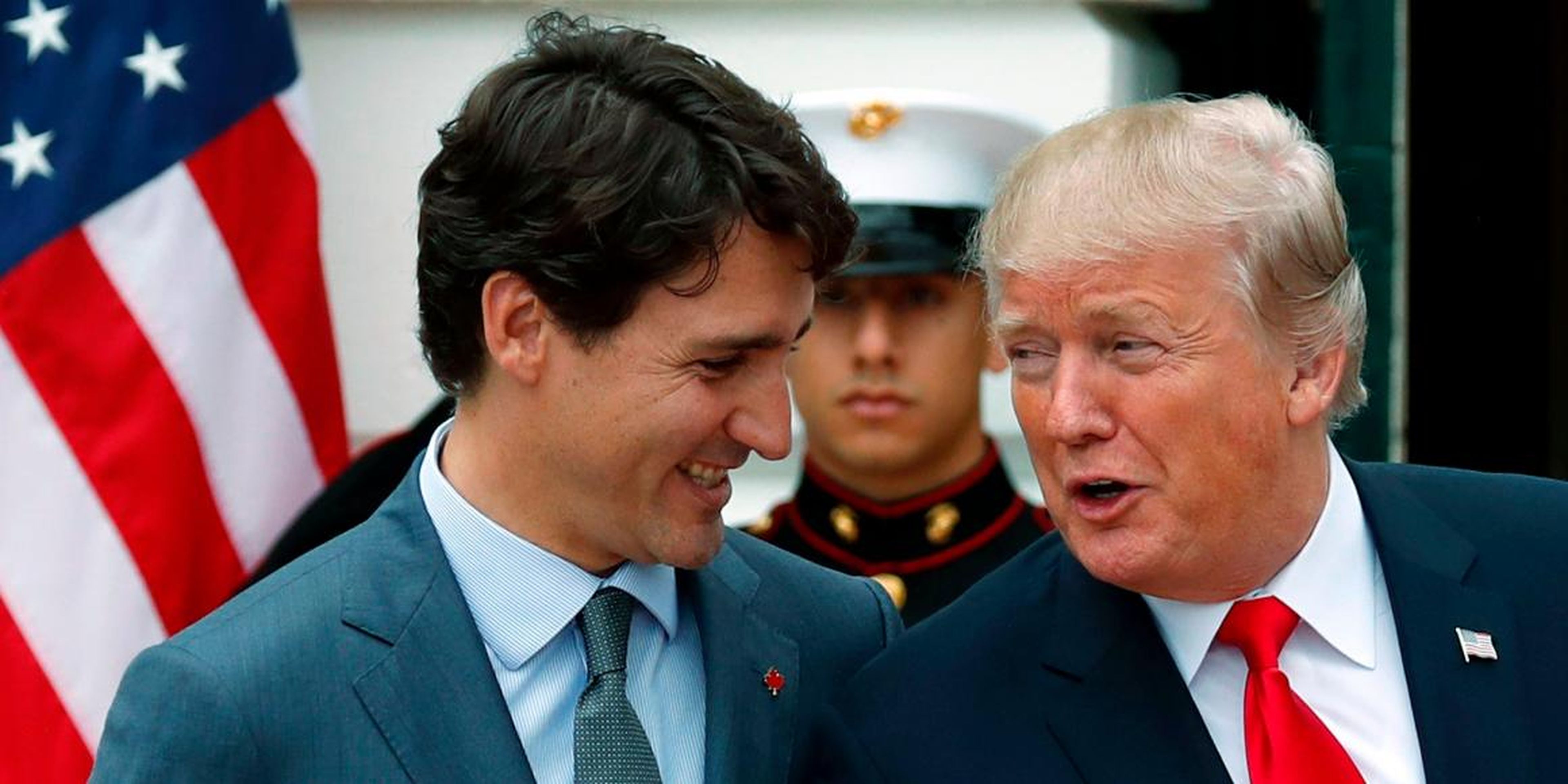 El primer ministro de Canadá, Justin Trudeau y el presidente de Estados Unidos Donald Trump.