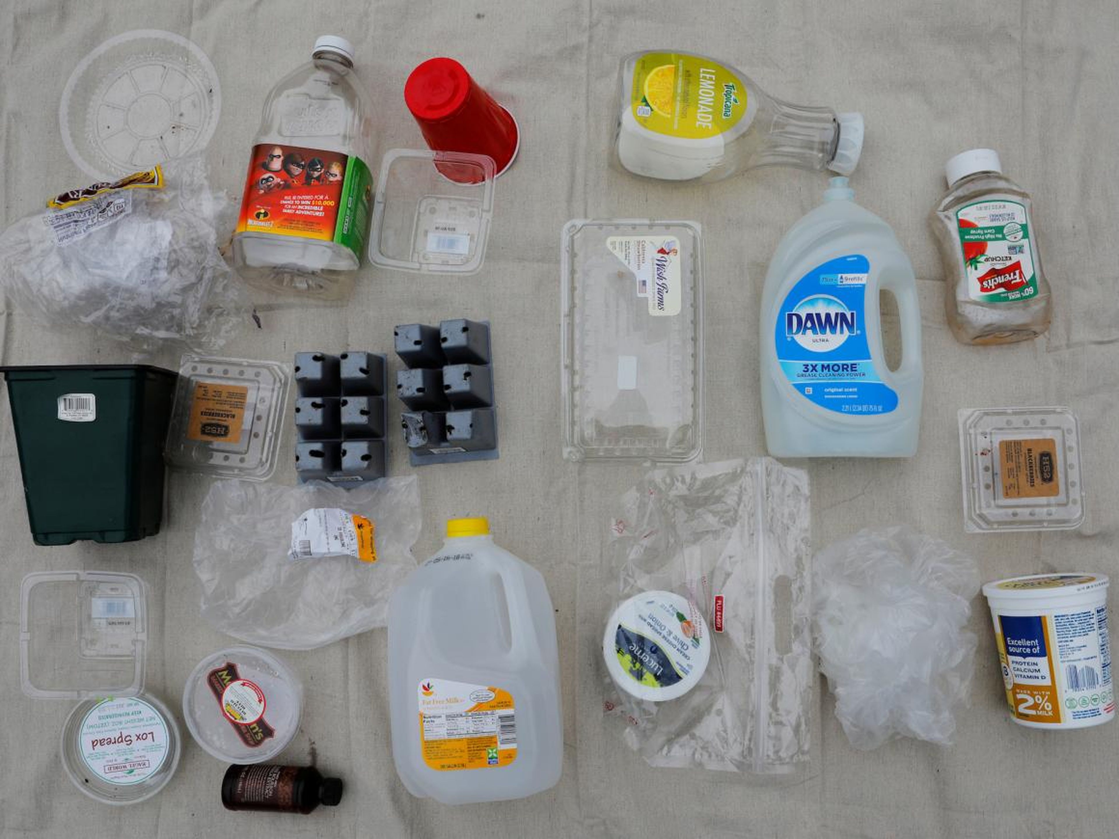 Here's all the plastic they consumed during a week in May. "When shopping, I do try to buy products with minimal packaging, but that's challenging too, everything is packaged," Brandy said.