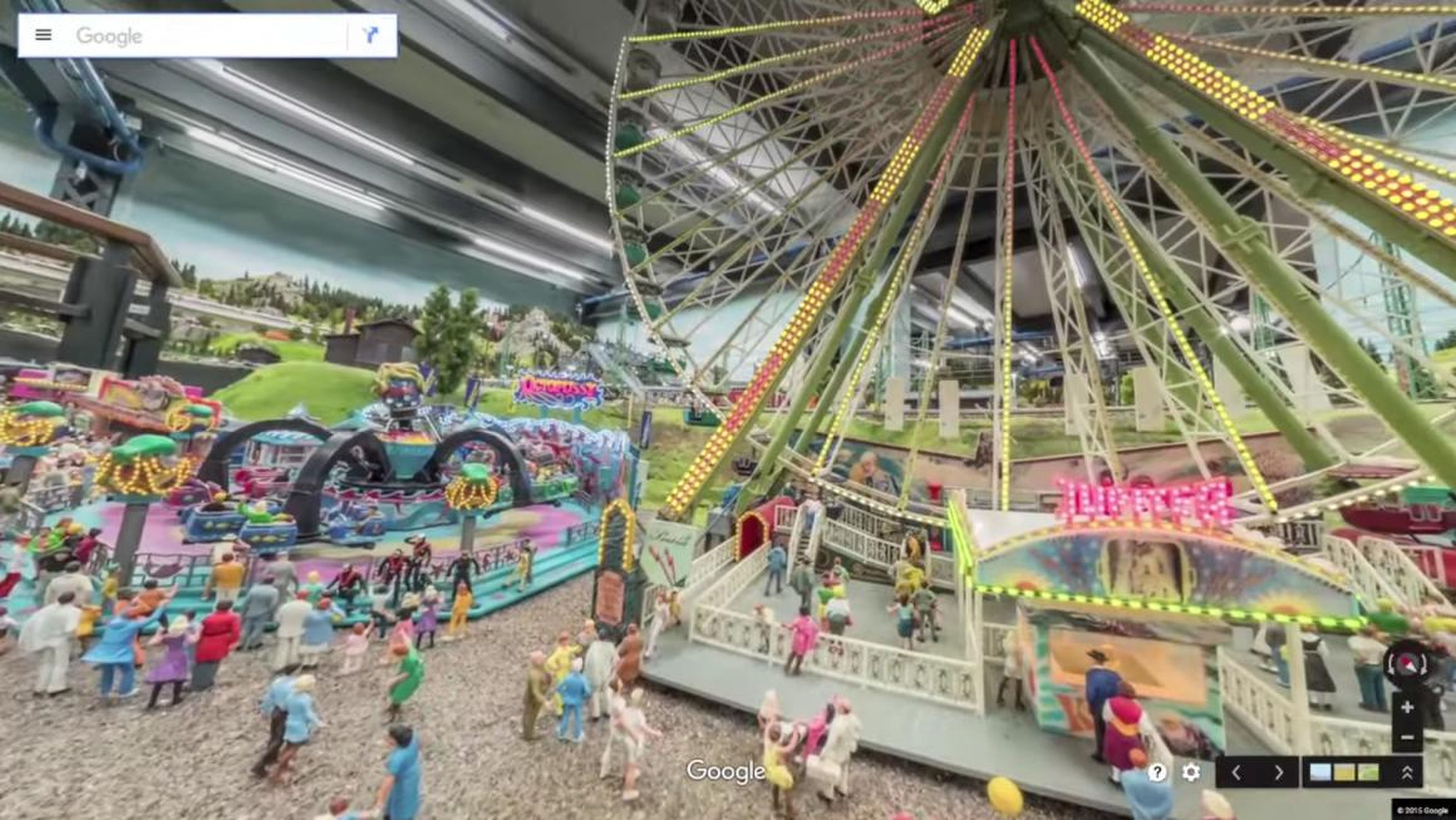 Here's the view of the fair from Google's mini Street View car.