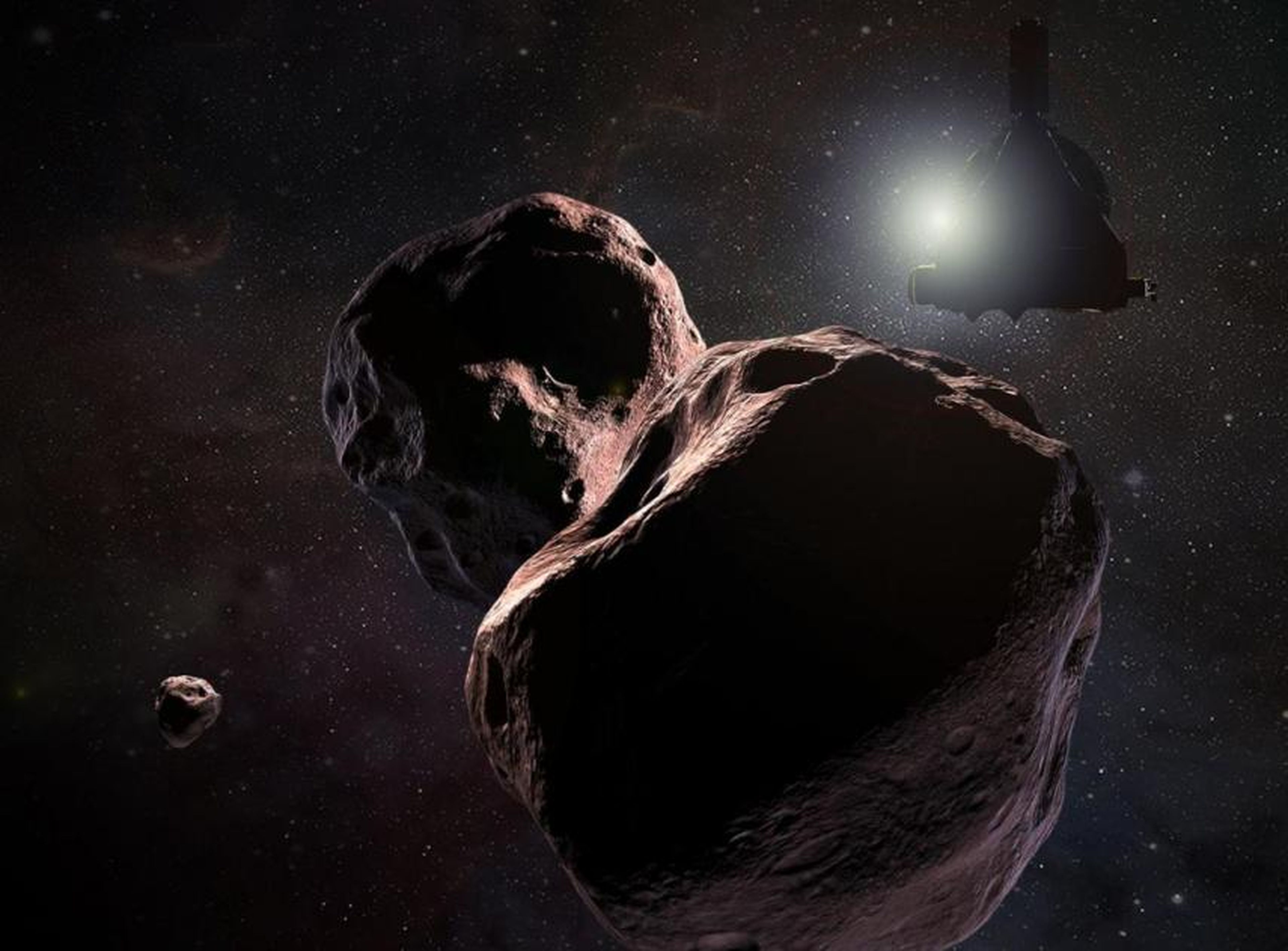 Ilustración de New Horizons visitando 2014 MU69