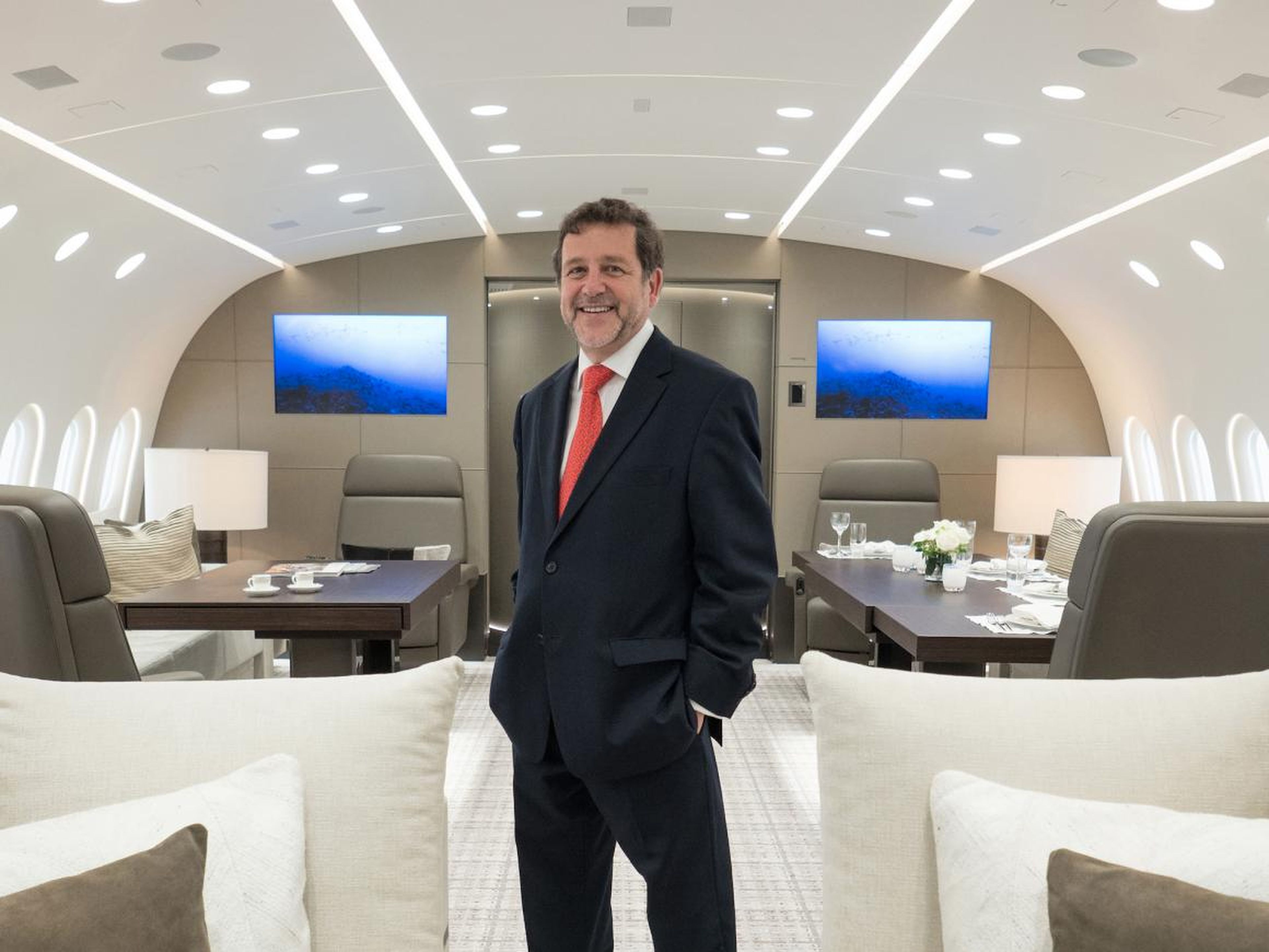 It's the brainchild of Kestrel Aviation Management's Stephen Vella. Since this is the first Boeing Dreamliner purpose-built to be a private jet, the interior, and its fittings had to be custom engineered from scratch.