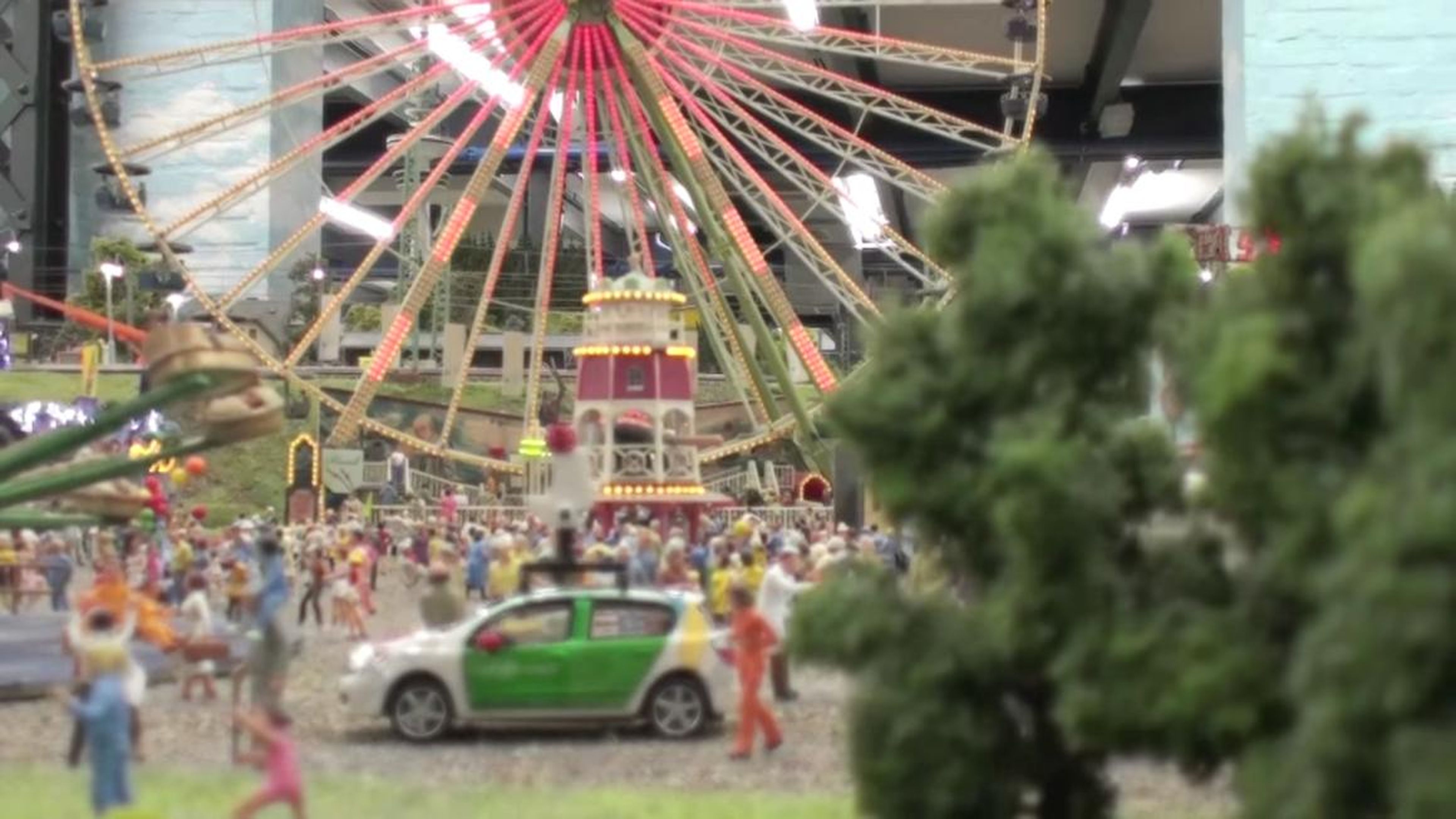 This scene is meant to resemble a county fair in central Germany.