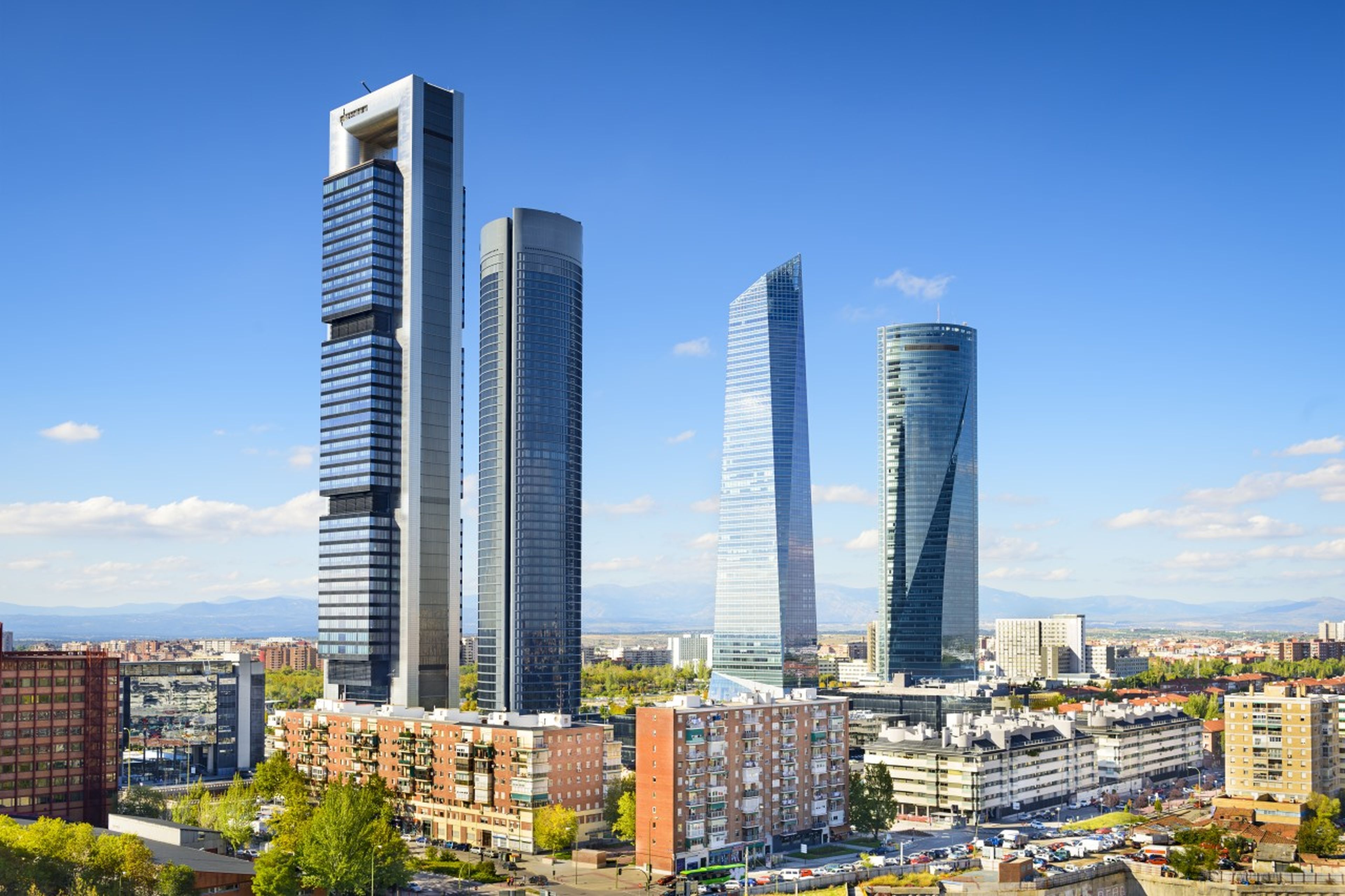 Skyline Madrid: distrito financiero con las cuatro torres