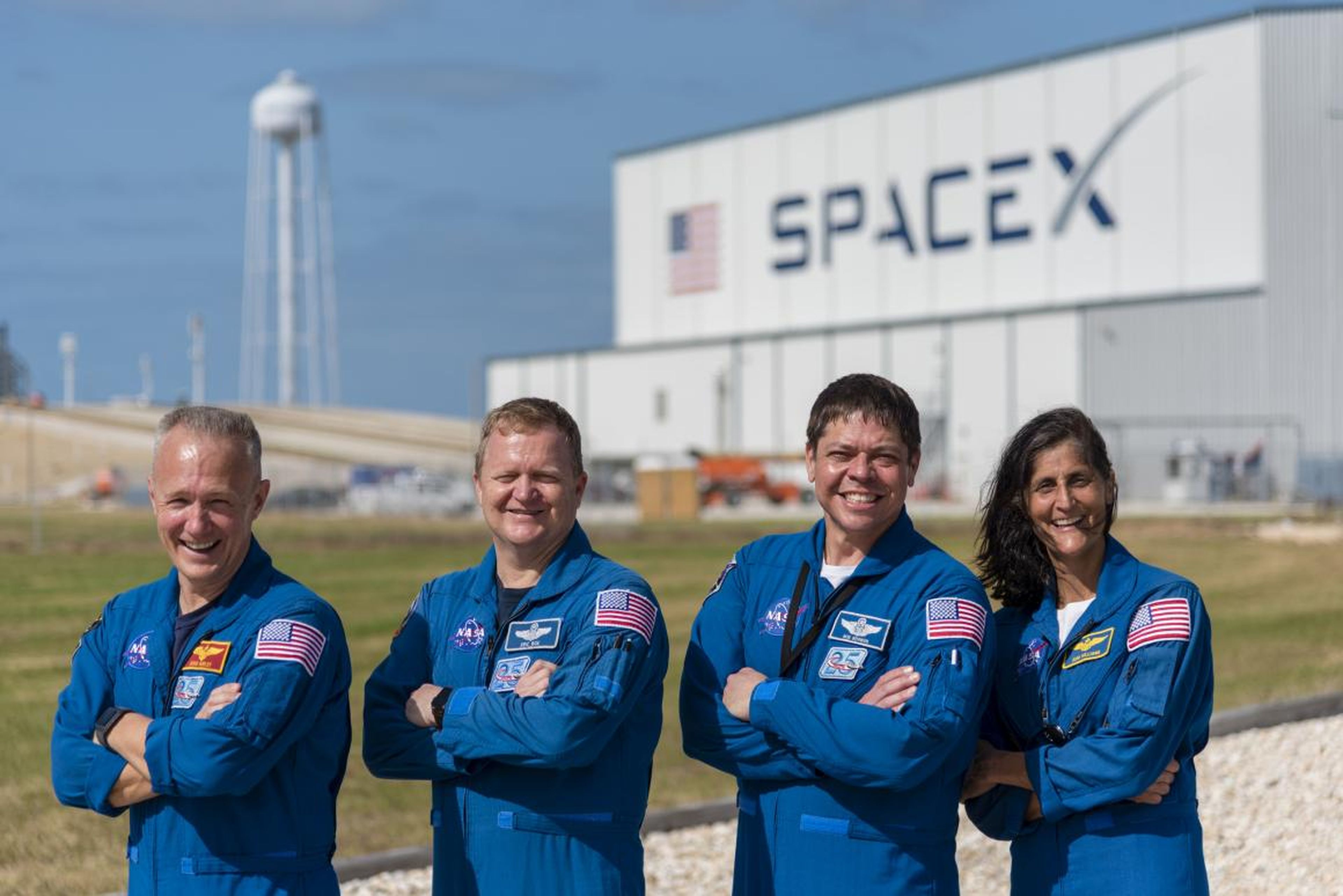 NASA astronauts who will be the first to fly inside SpaceX's Crew Dragon. Left to right: Doug Hurley, Eric Boe, Bob Behnken, and Sunita Williams.
