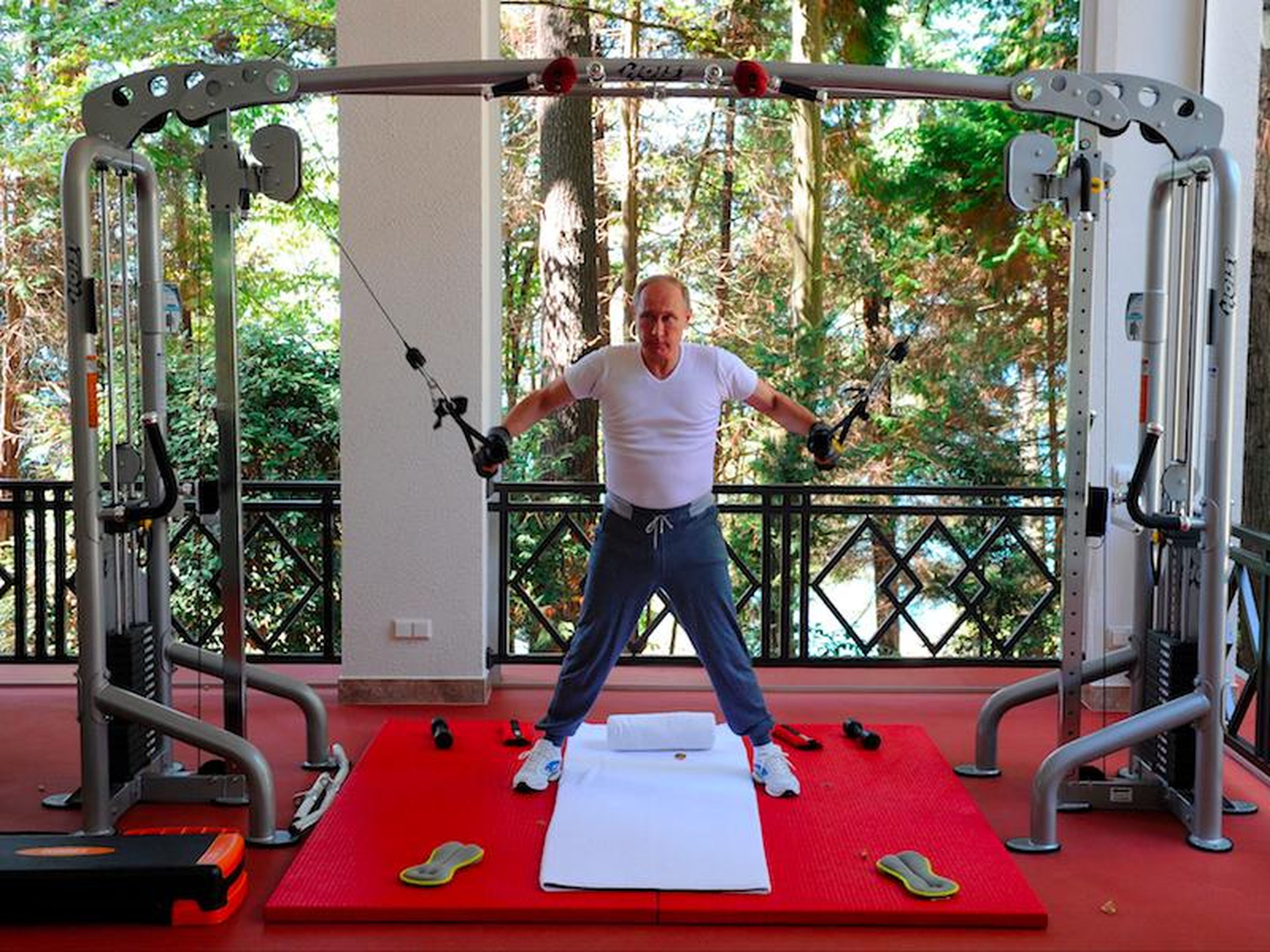In 2015, Putin was photographed working out with Russian Prime Minister Dimitri Medvedev. Quartz reported that his Loro Piana silk and cashmere-blend sweatpants cost $1,425. Putin teamed this with a matching top, making the outfit