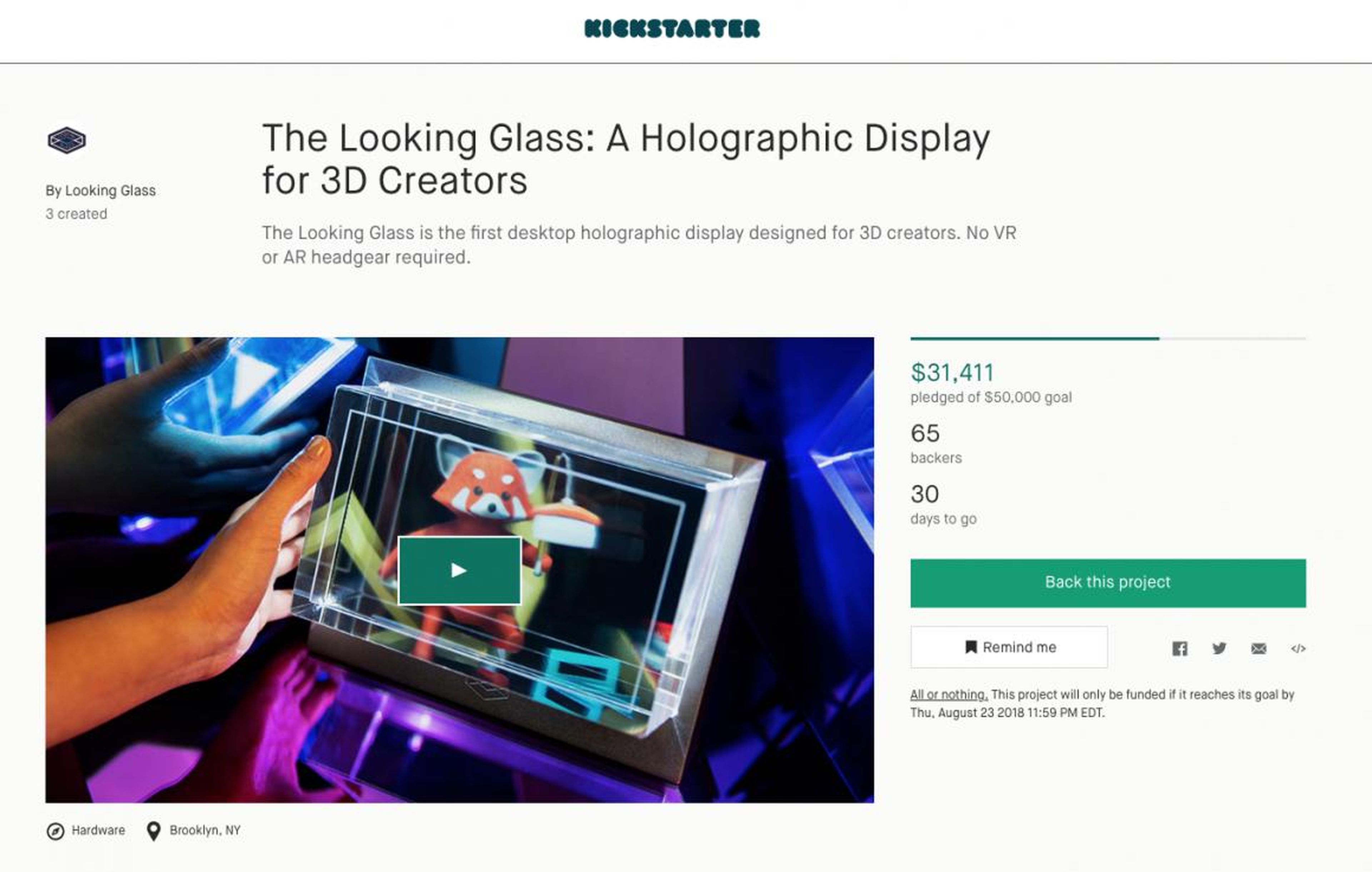 If that's a future that appeals to you, or you're a 3D designer, you can pre-order your Looking Glass on Kickstarter. They're aiming to deliver them by December.